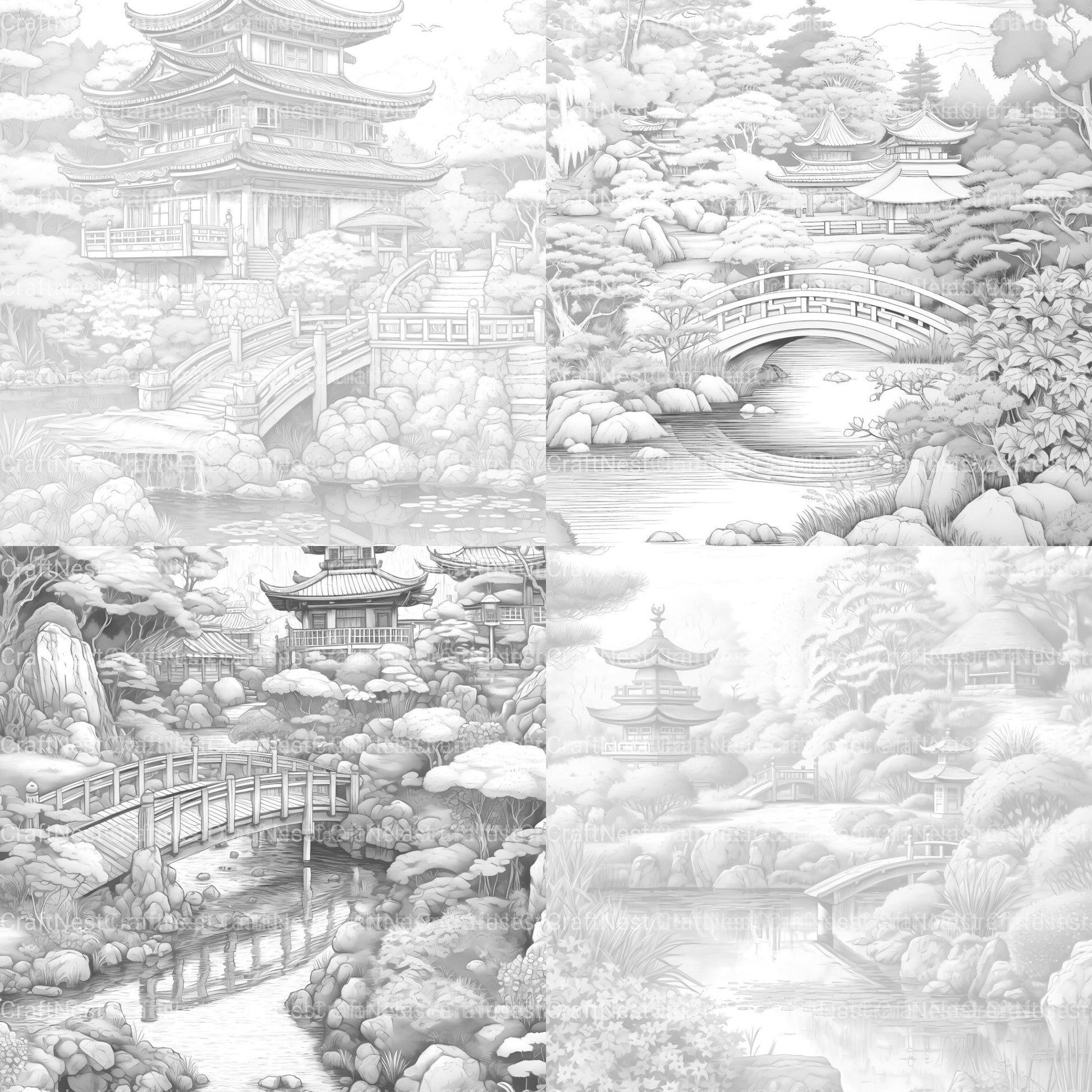 Japanese Garden Coloring Book - CraftNest - Digital Crafting and Art