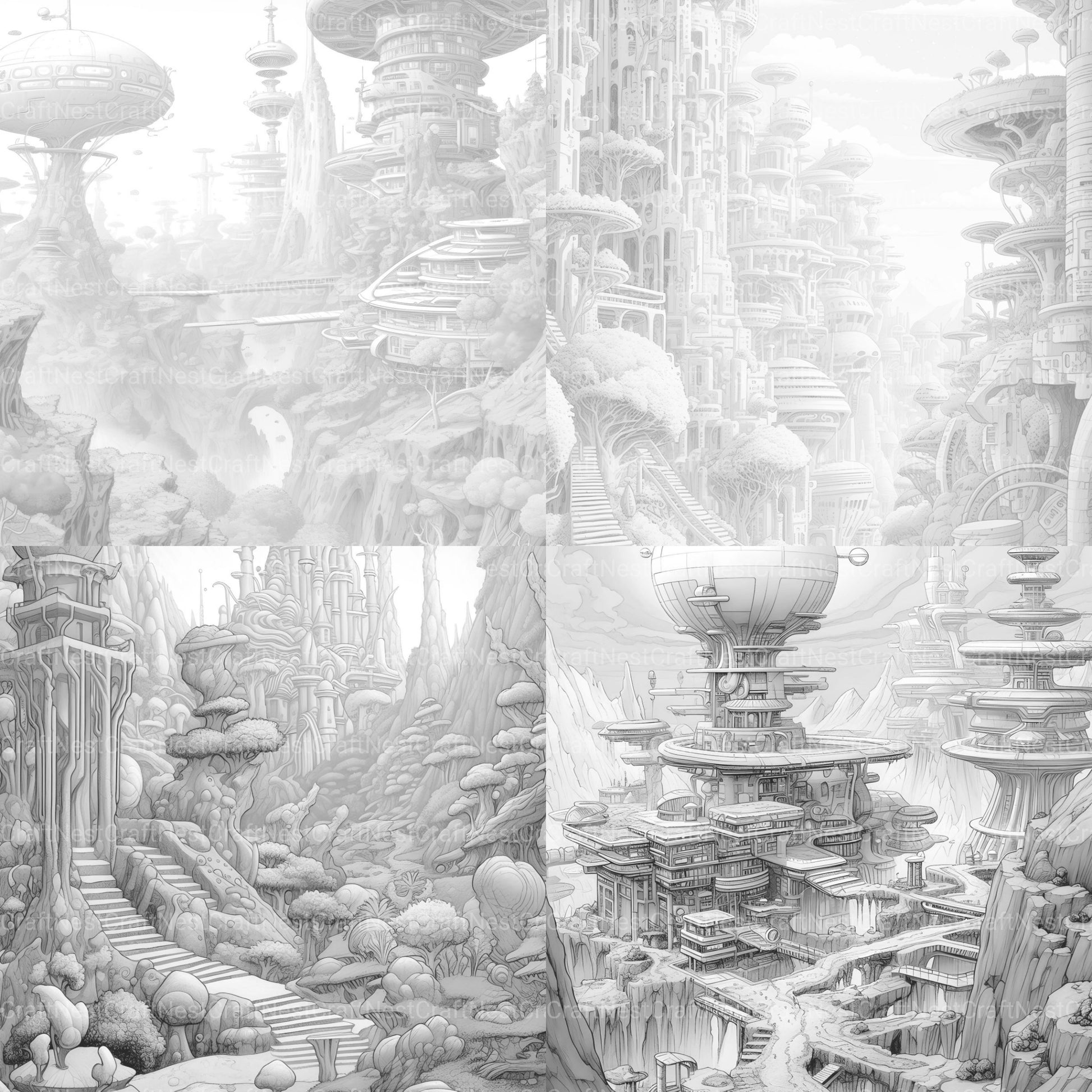 Sci-Fi Landscape Coloring Book - CraftNest - Digital Crafting and Art