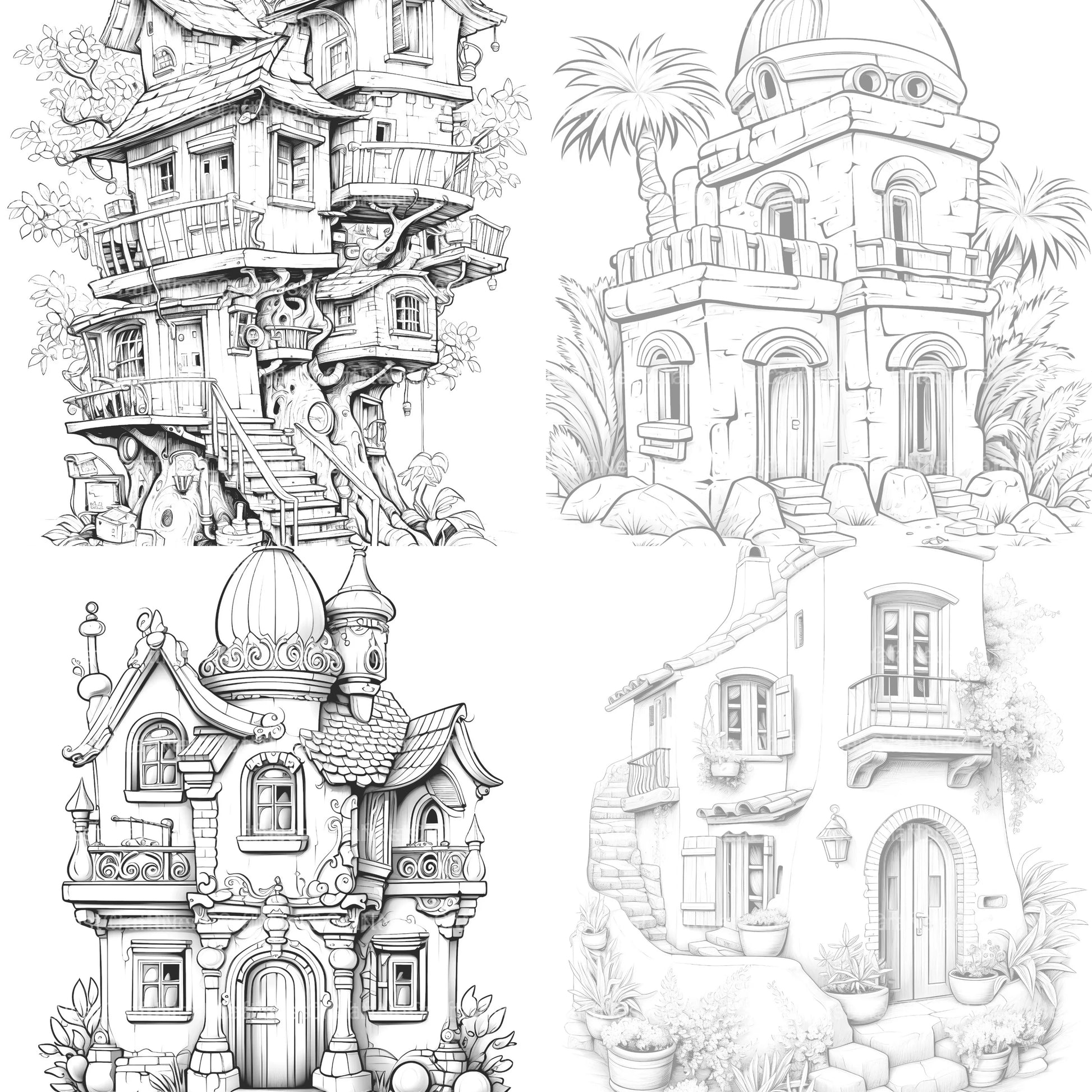 Mixed Tiny House Coloring Book - CraftNest - Digital Crafting and Art