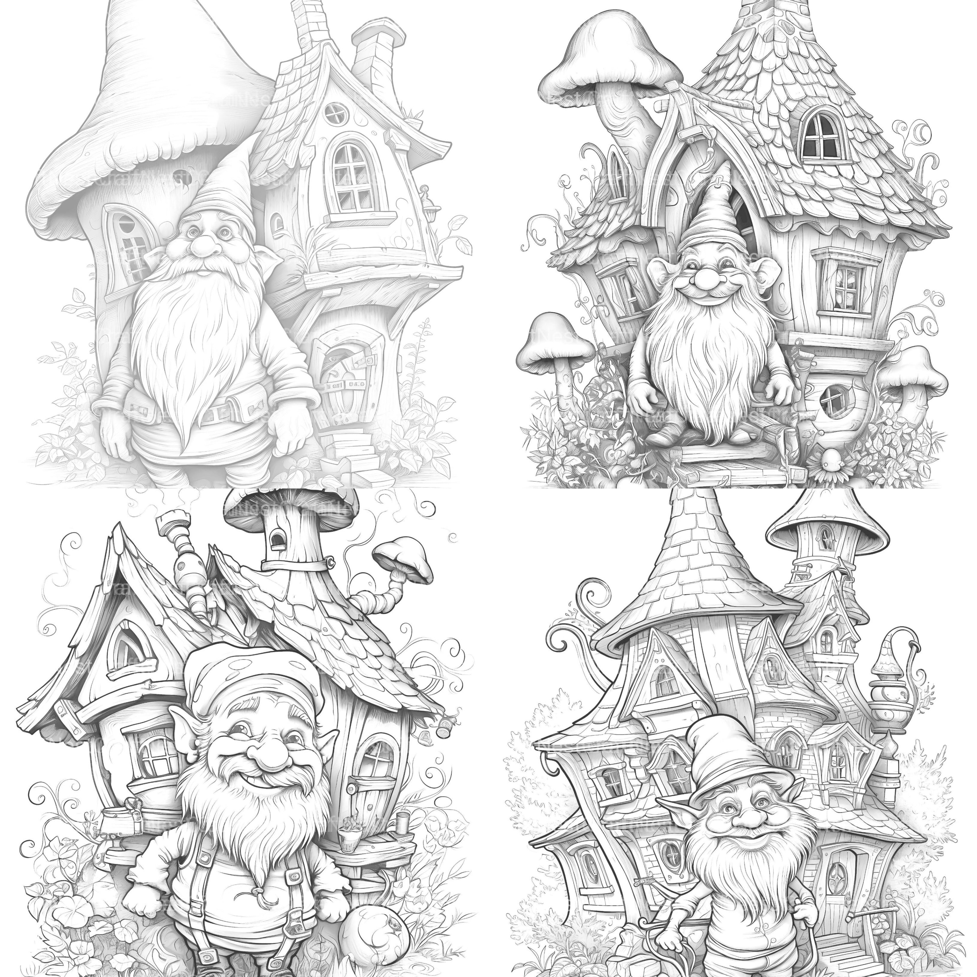 Gnome Coloring Book 2 - CraftNest - Digital Crafting and Art