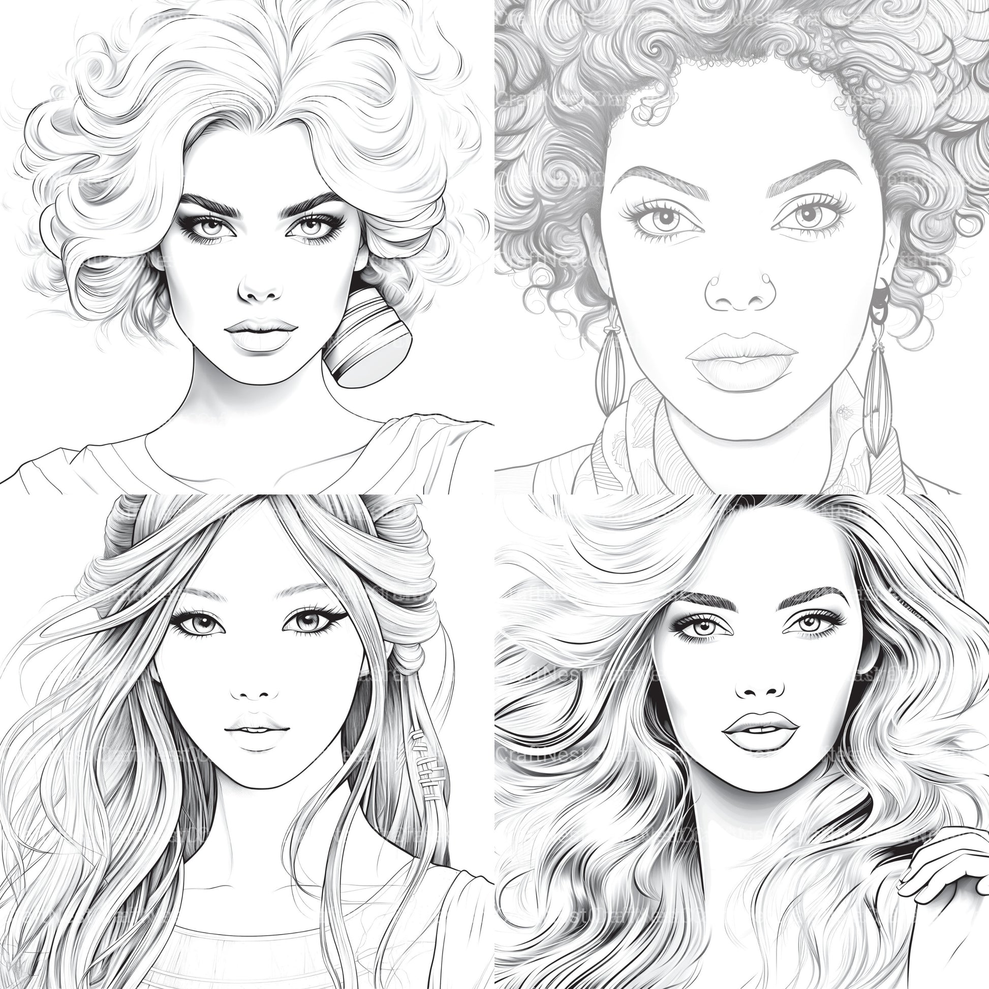 Beautiful Women Coloring Book - CraftNest - Digital Crafting and Art