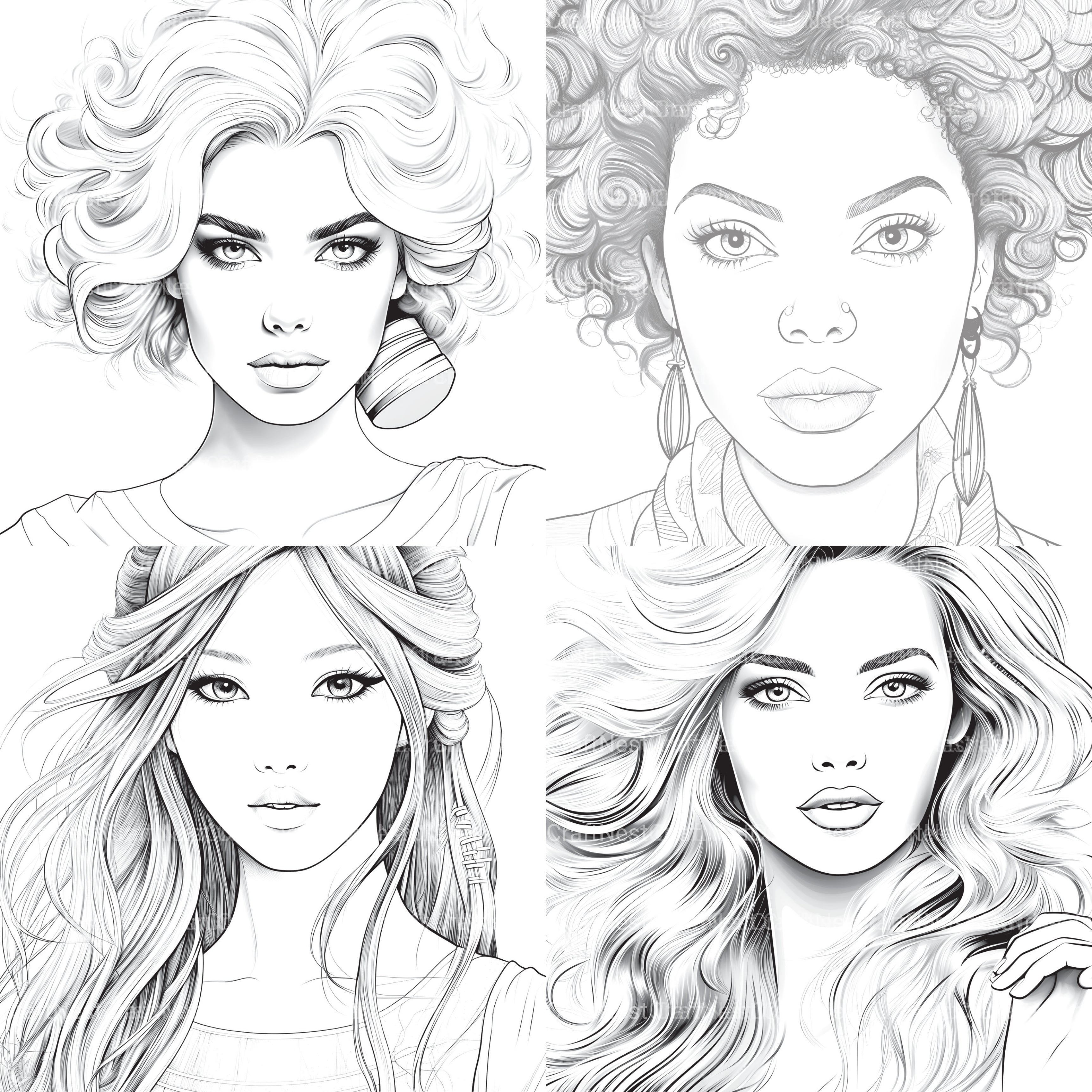 Beautiful Women Coloring Book - CraftNest - Digital Crafting and Art