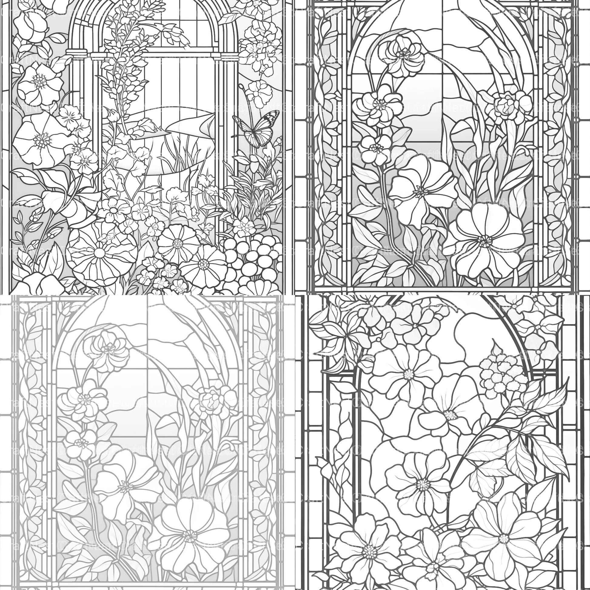 Stained Glass Garden Coloring Book - CraftNest - Digital Crafting and Art