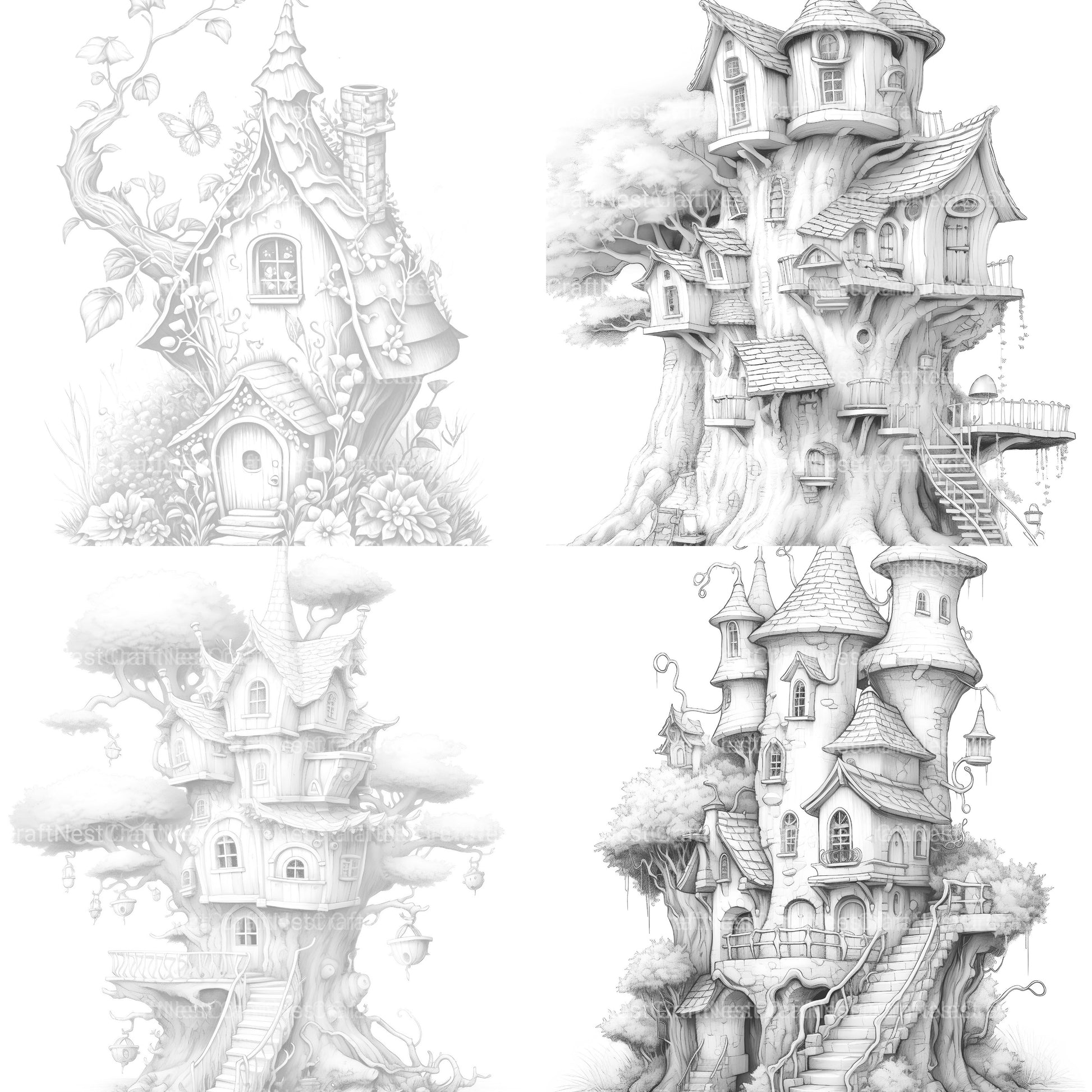 Fairy Houses 2 Coloring Book - CraftNest - Digital Crafting and Art