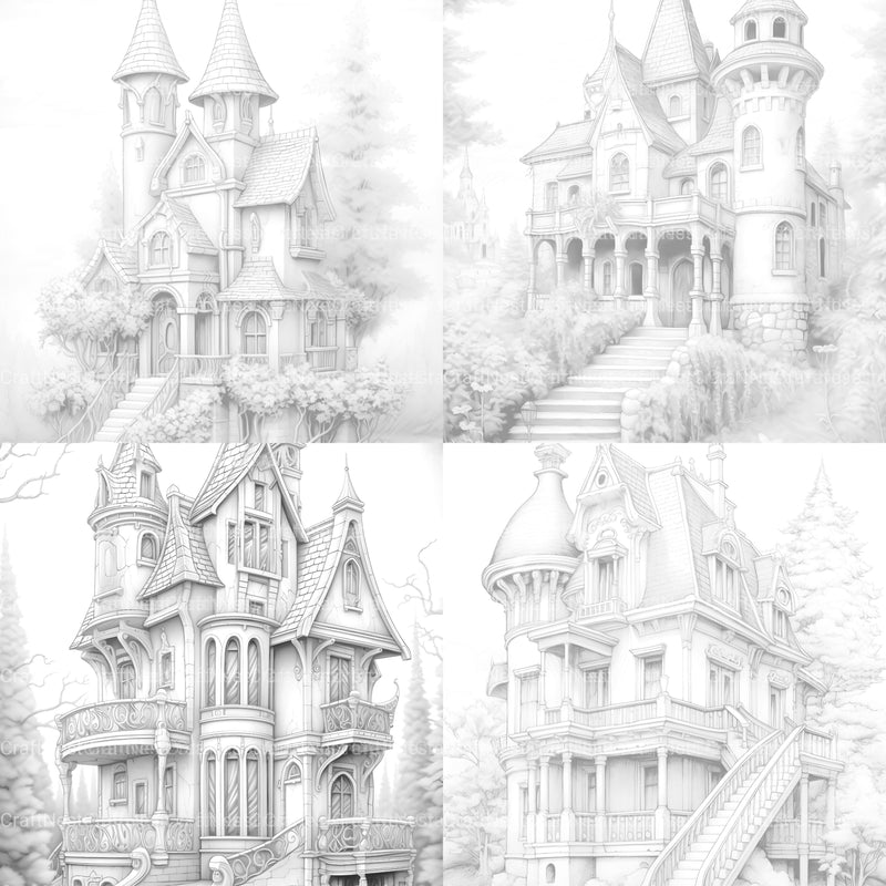 Gothic Houses Coloring Book - CraftNest - Digital Crafting and Art