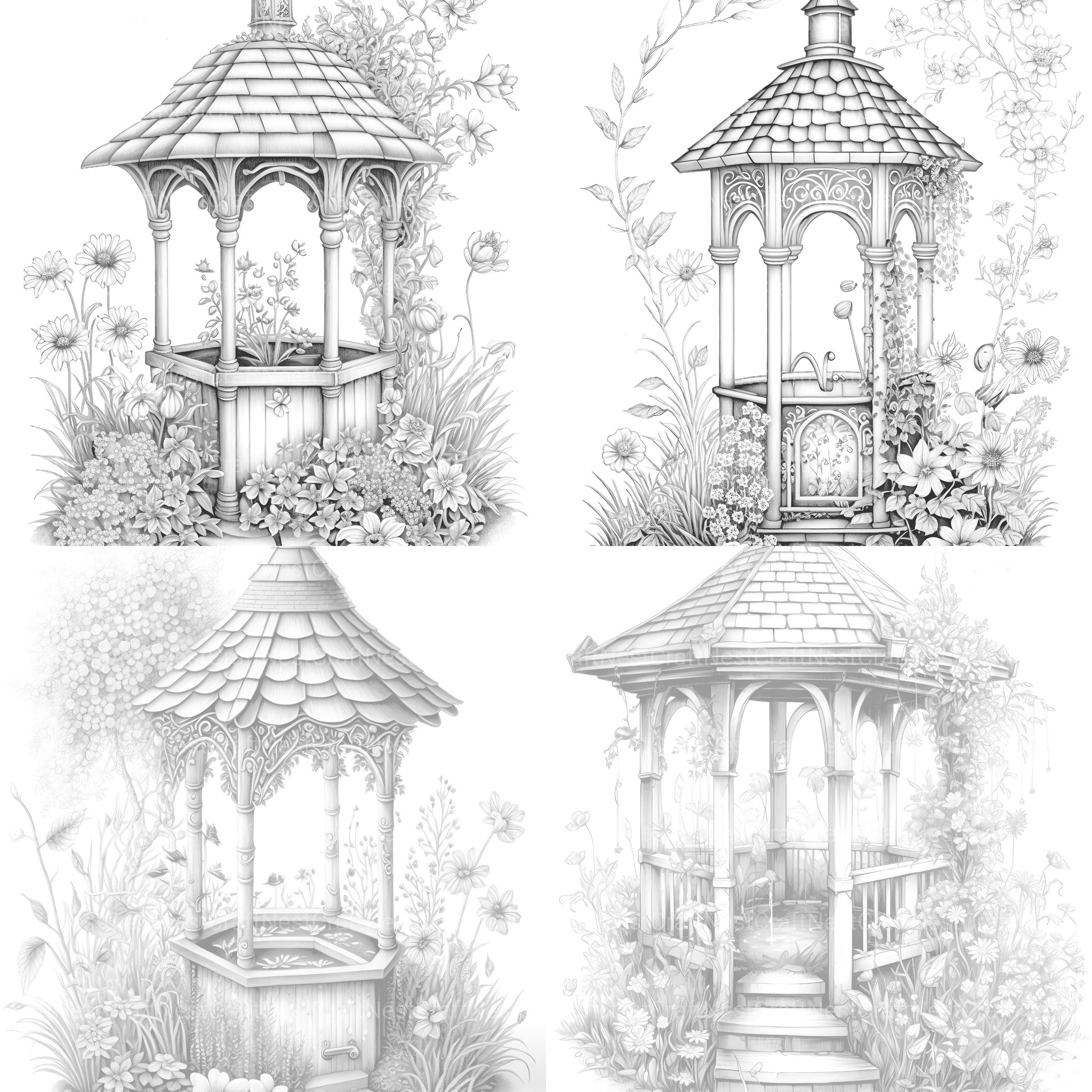 Wishing Well Coloring Book - CraftNest - Digital Crafting and Art