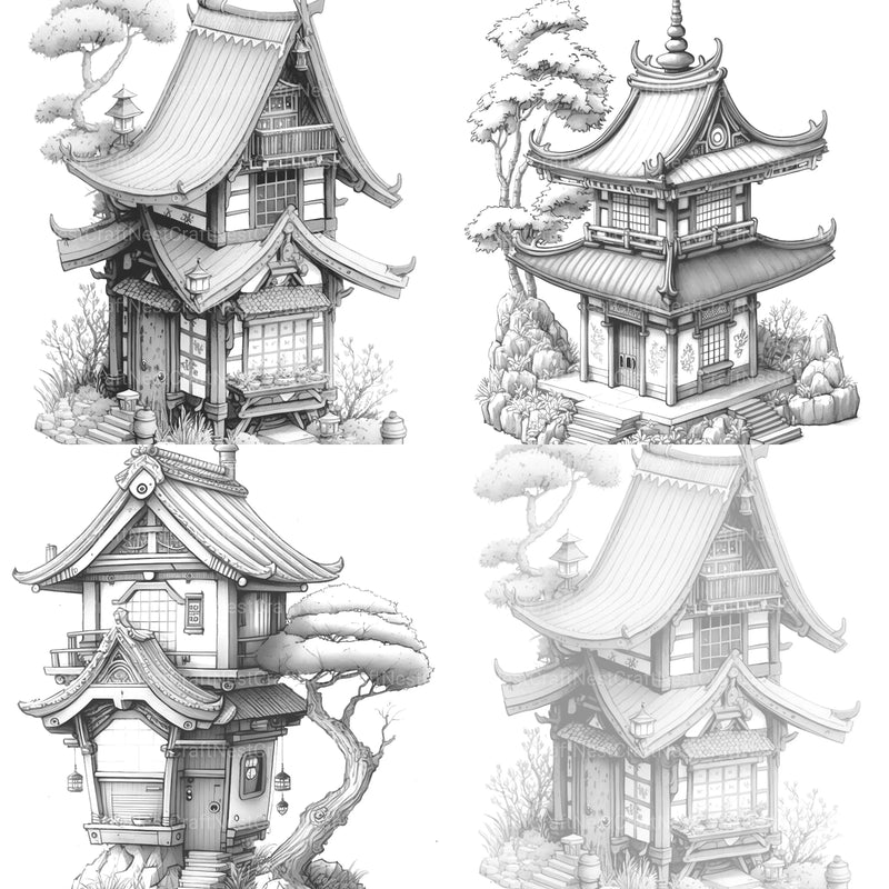 Japanese Tiny House Coloring Book - CraftNest - Digital Crafting and Art