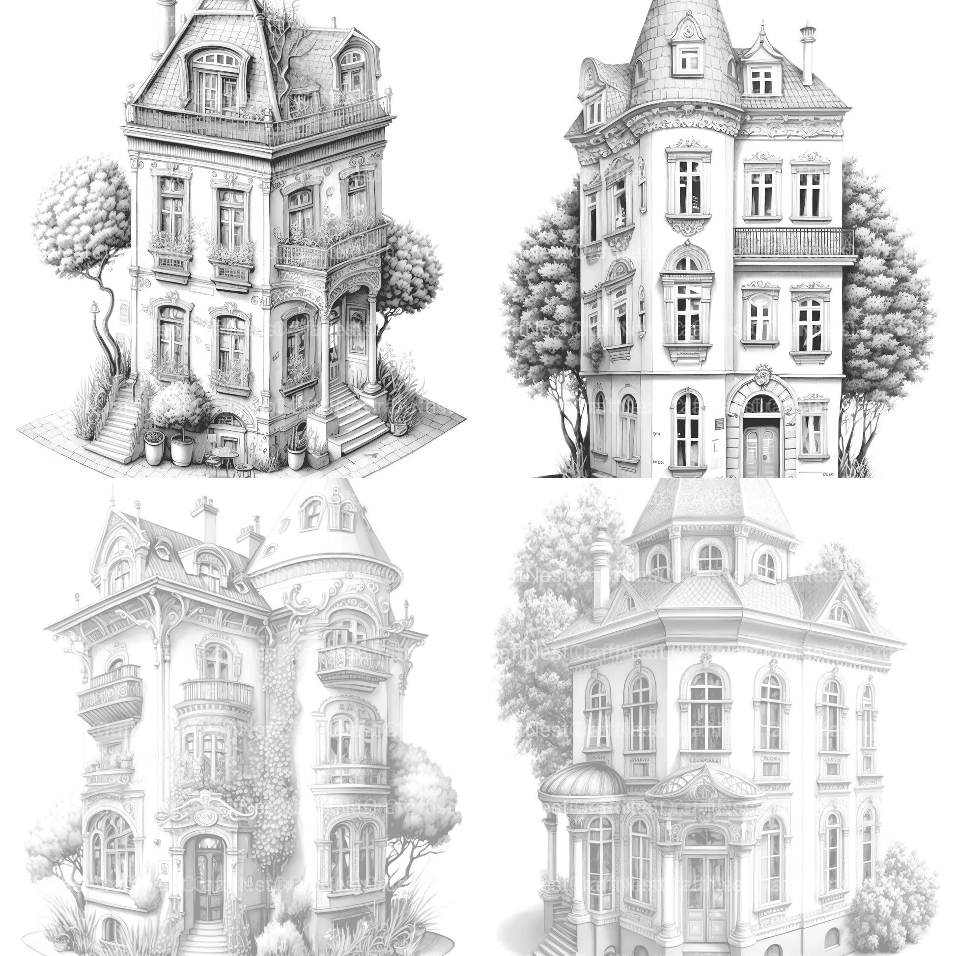 German Tiny House Coloring Book - CraftNest - Digital Crafting and Art