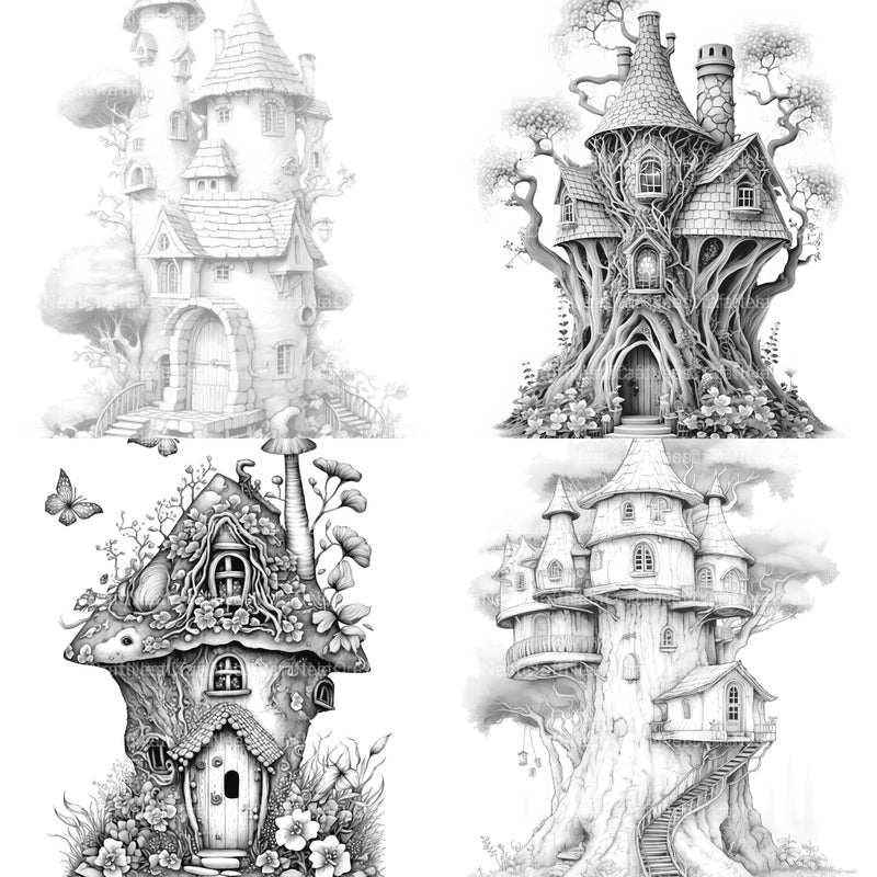 Fairy Houses 2 Coloring Book - CraftNest - Digital Crafting and Art