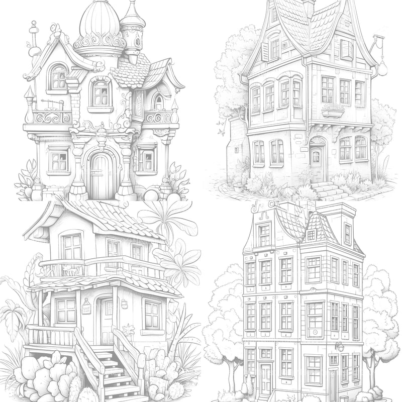 Mixed Tiny House Coloring Book - CraftNest - Digital Crafting and Art