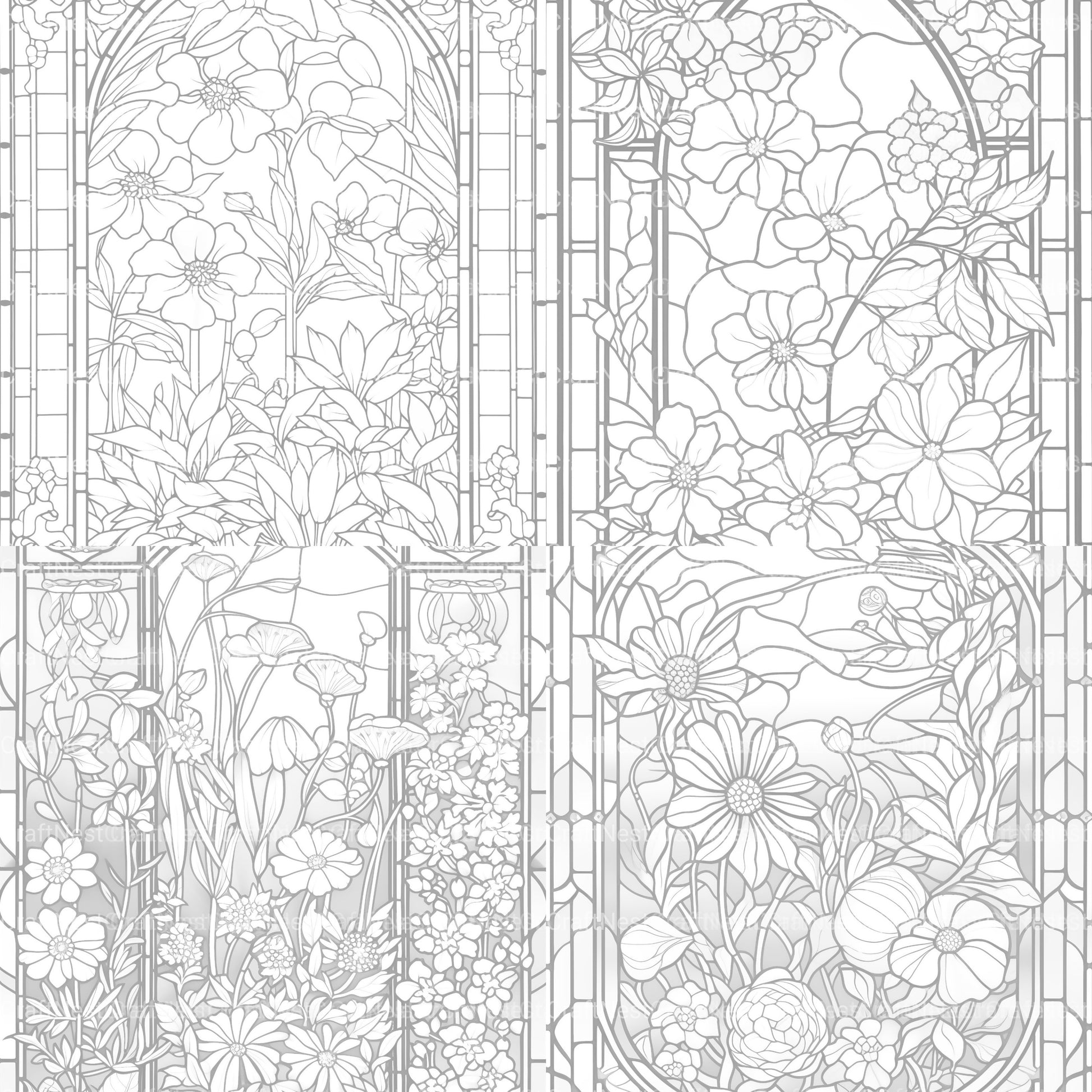 Stained Glass Garden Coloring Book - CraftNest - Digital Crafting and Art