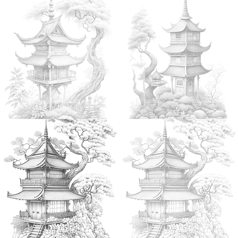 Japanese Fairy House Coloring Book - CraftNest - Digital Crafting and Art