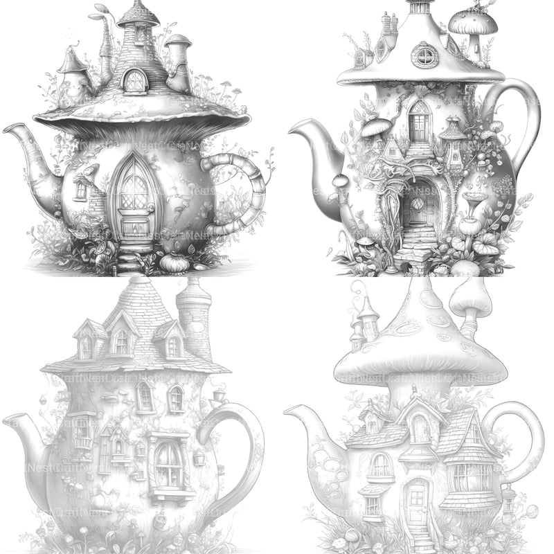 Teapot Fairy House Coloring Book - CraftNest - Digital Crafting and Art