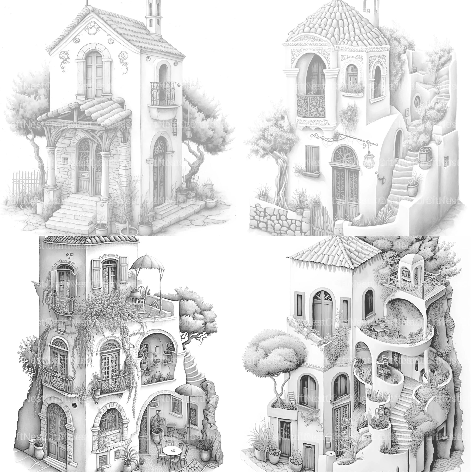 Greek Tiny House Coloring Book - CraftNest - Digital Crafting and Art