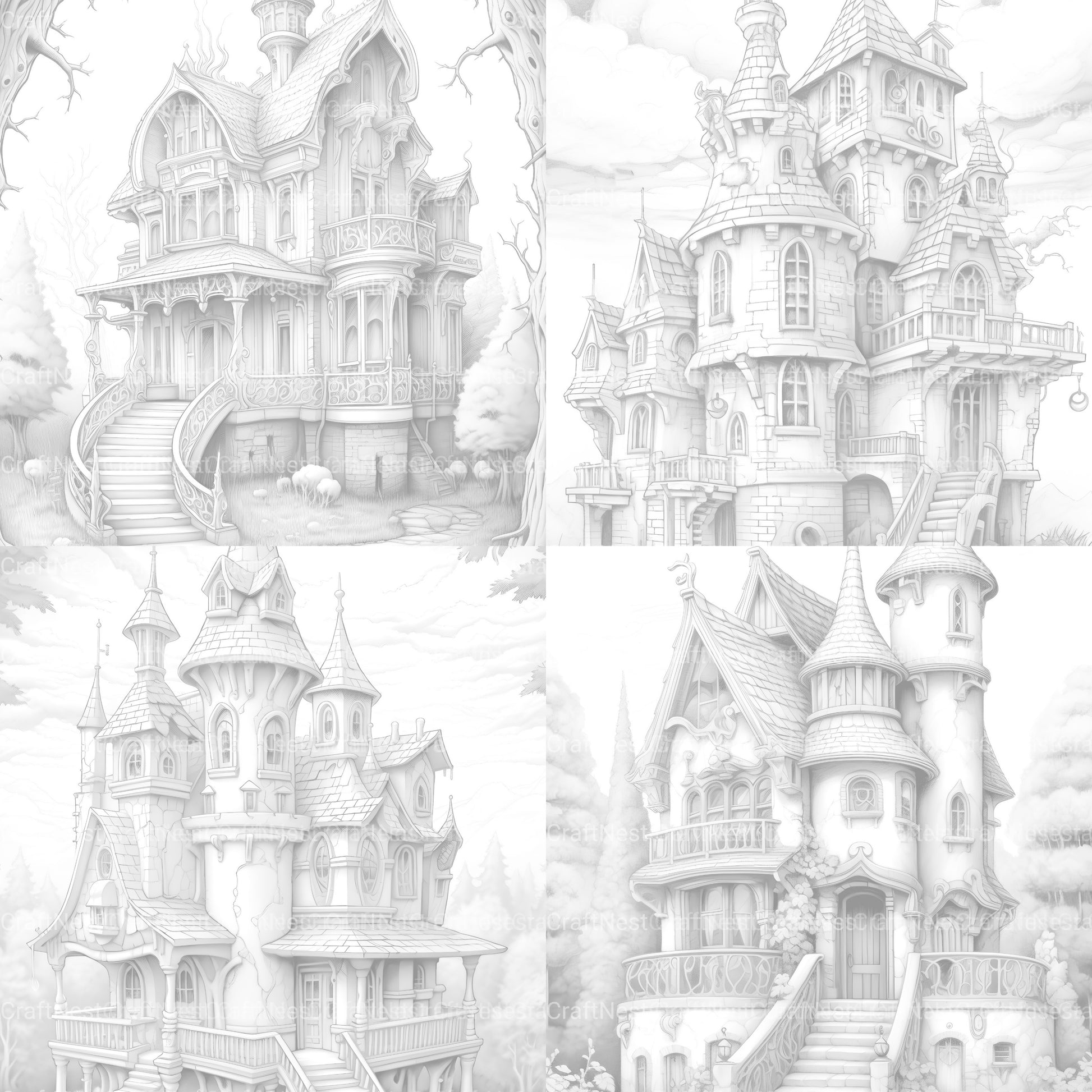 Gothic Houses Coloring Book - CraftNest - Digital Crafting and Art