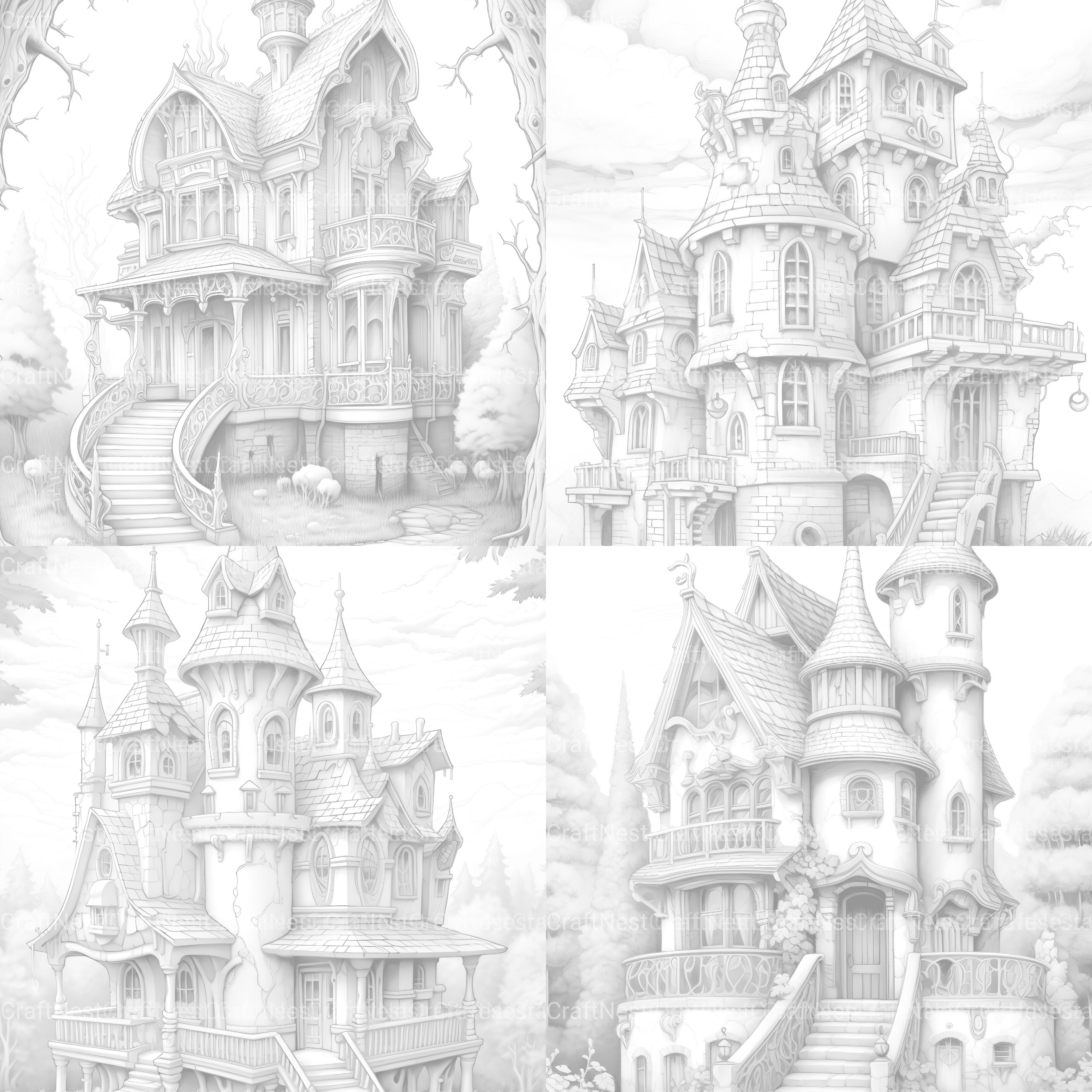 Gothic Houses Coloring Book - CraftNest - Digital Crafting and Art