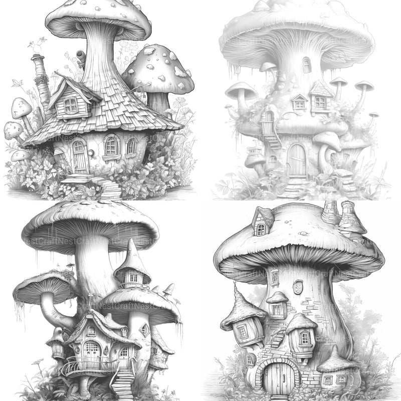 Mushroom House Coloring Book - CraftNest - Digital Crafting and Art