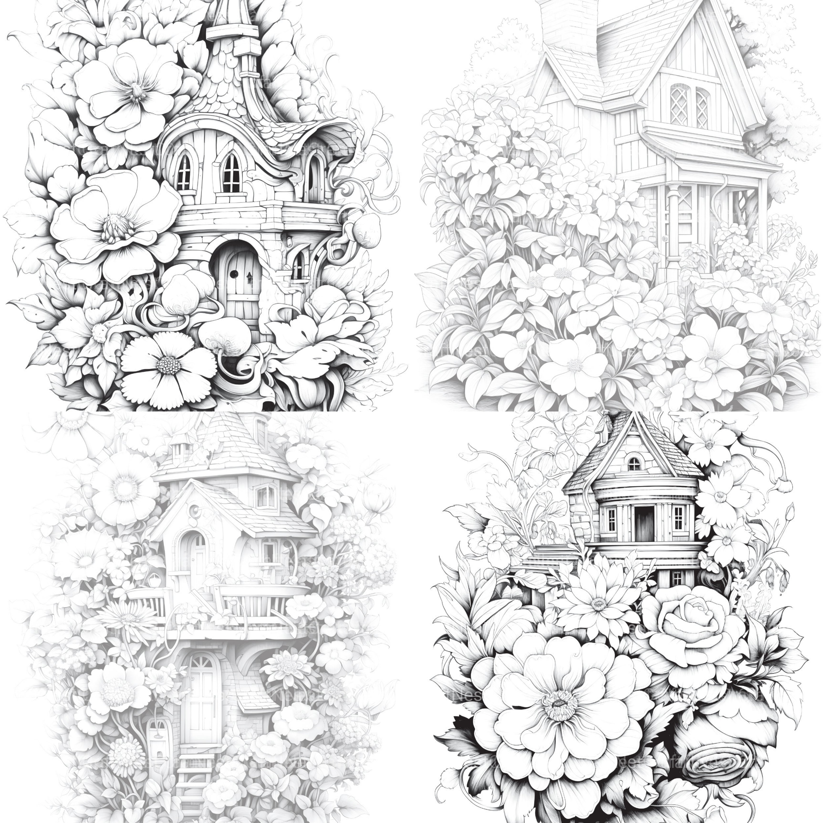 Blooming House Coloring Book - CraftNest - Digital Crafting and Art