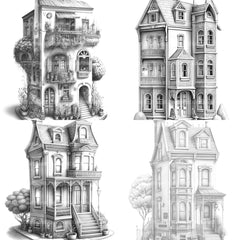 Townhouse Tiny House Coloring Book - CraftNest - Digital Crafting and Art