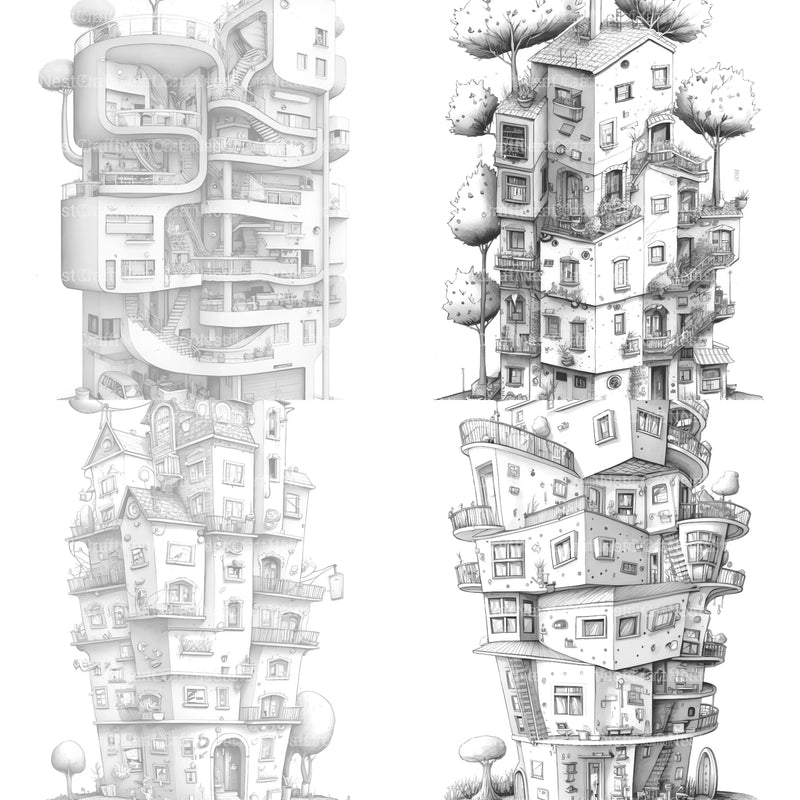 Condominium Tiny House Coloring Book - CraftNest - Digital Crafting and Art