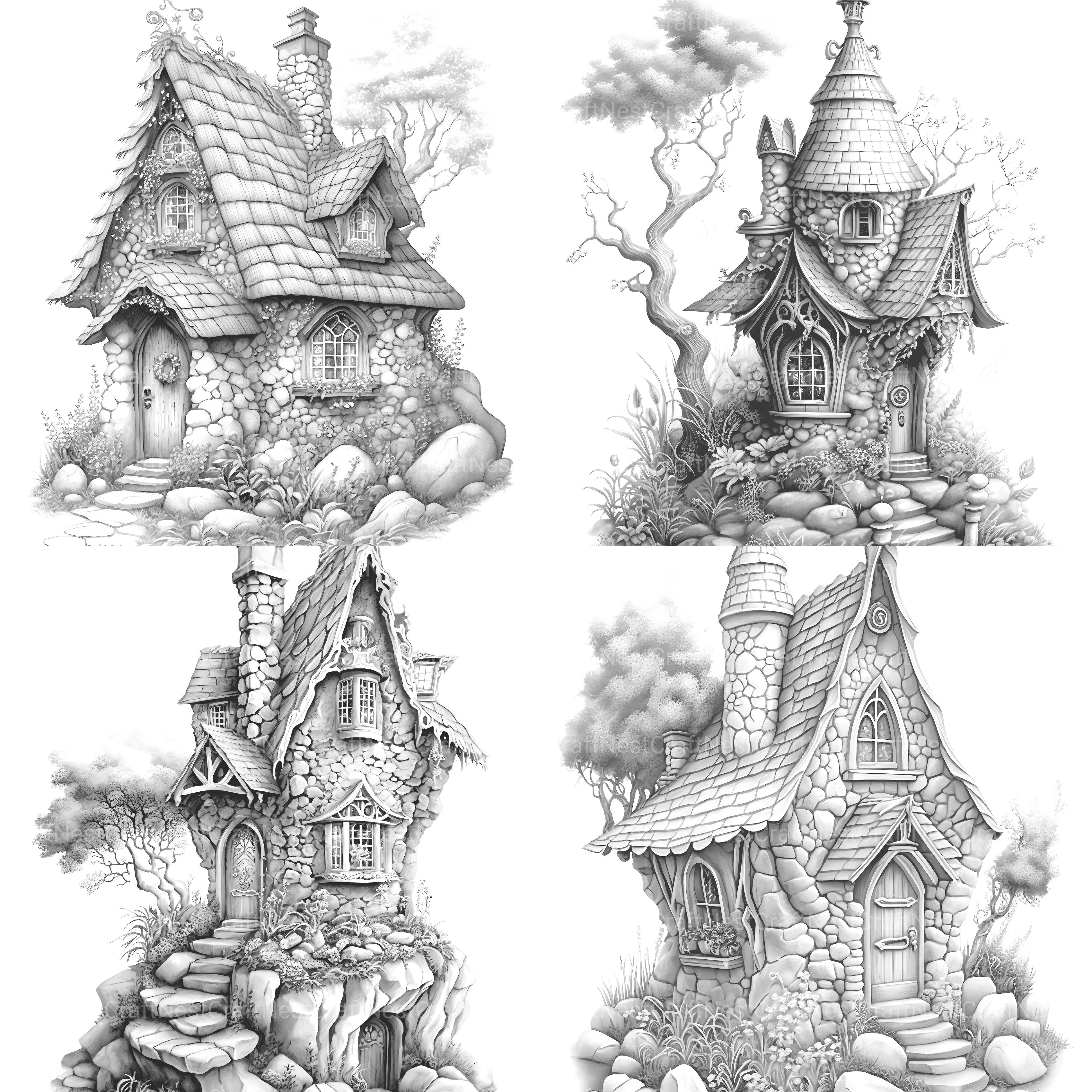 Stone Fairy House Coloring Book - CraftNest - Digital Crafting and Art