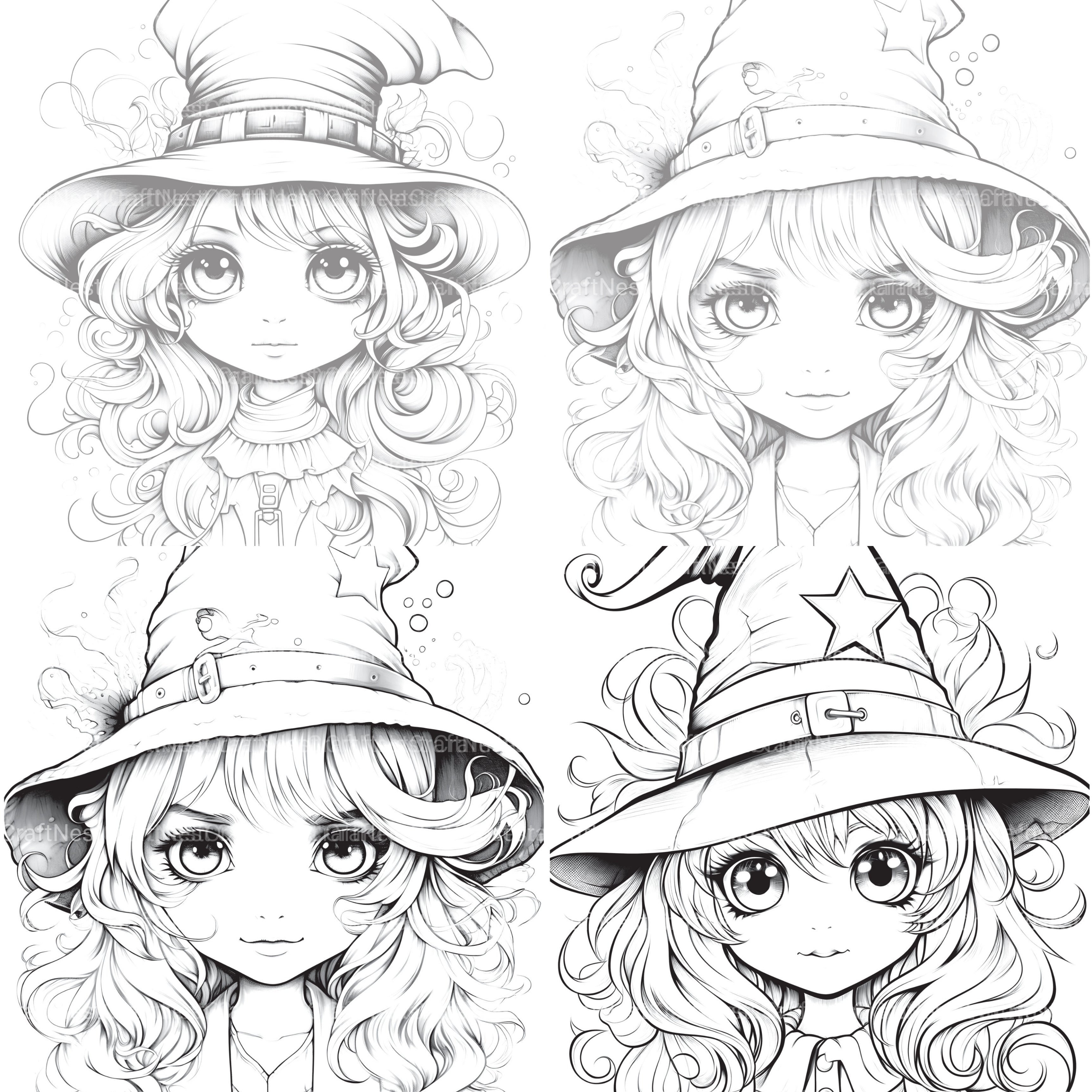 Cute Witch Coloring Book - CraftNest - Digital Crafting and Art