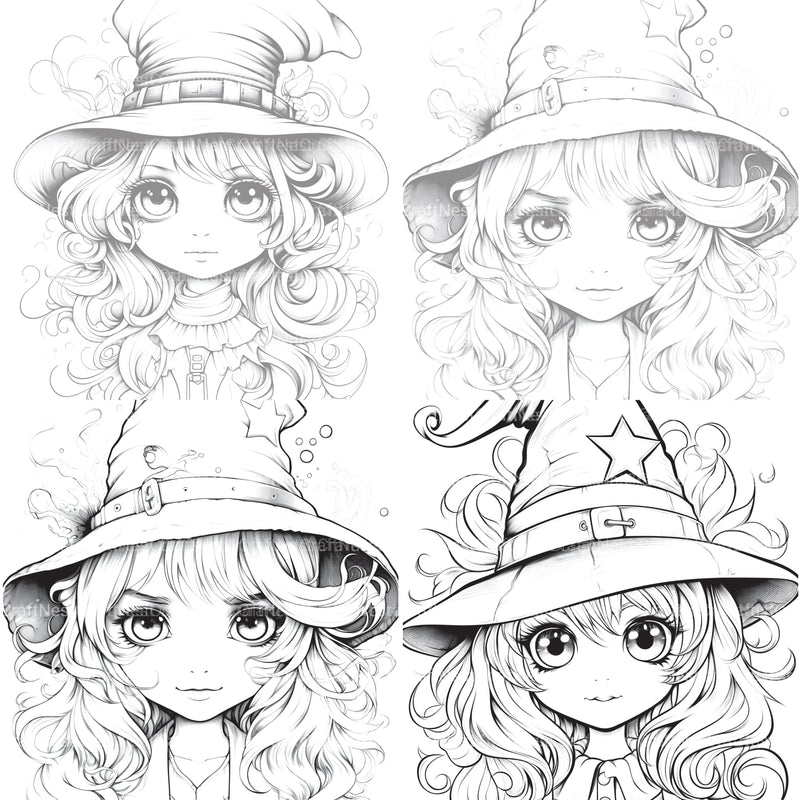 Cute Witch Coloring Book - CraftNest - Digital Crafting and Art