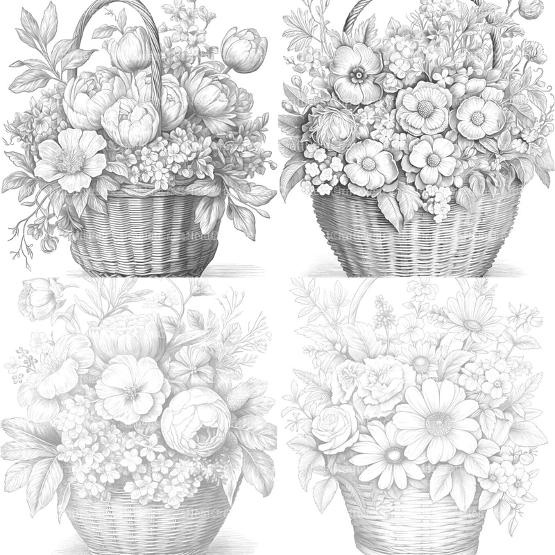 Flower Basket Coloring Book - CraftNest - Digital Crafting and Art