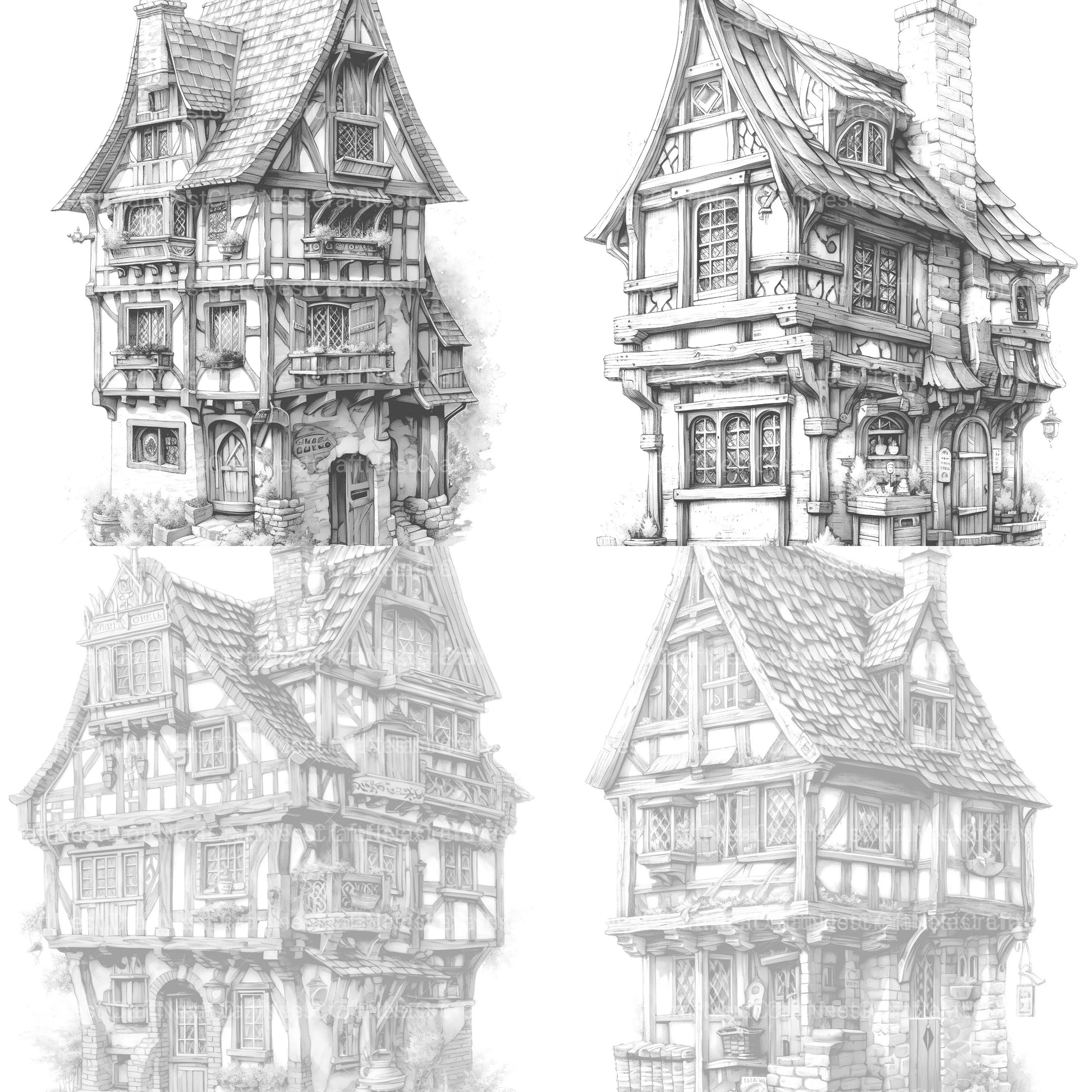 Medieval Tiny House Coloring Book - CraftNest - Digital Crafting and Art