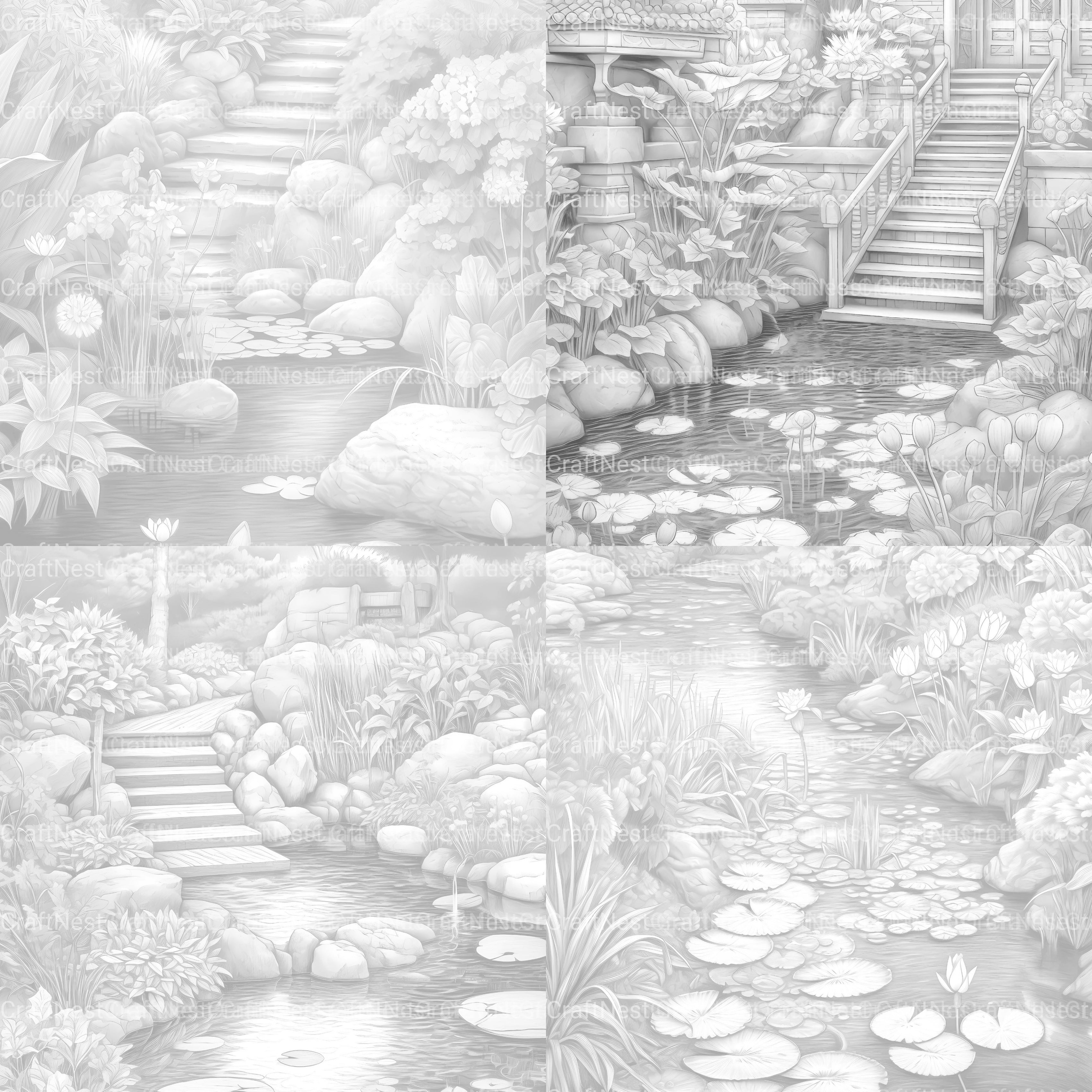 Water Garden Coloring Book - CraftNest - Digital Crafting and Art
