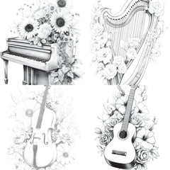 Flower Instrument Coloring Book - CraftNest - Digital Crafting and Art
