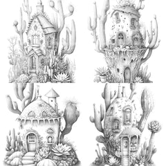 Cactus Fairy Houses Coloring Book - CraftNest - Digital Crafting and Art