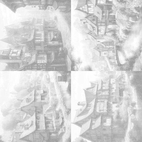 Medieval Village Coloring Book - CraftNest - Digital Crafting and Art