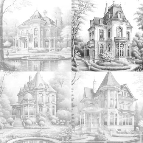 German Villas Coloring Book - CraftNest - Digital Crafting and Art