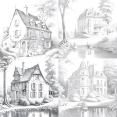Old French Houses Coloring Book - CraftNest - Digital Crafting and Art