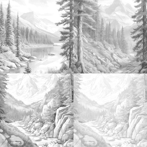 Mountain Landscapes Coloring Book - CraftNest - Digital Crafting and Art