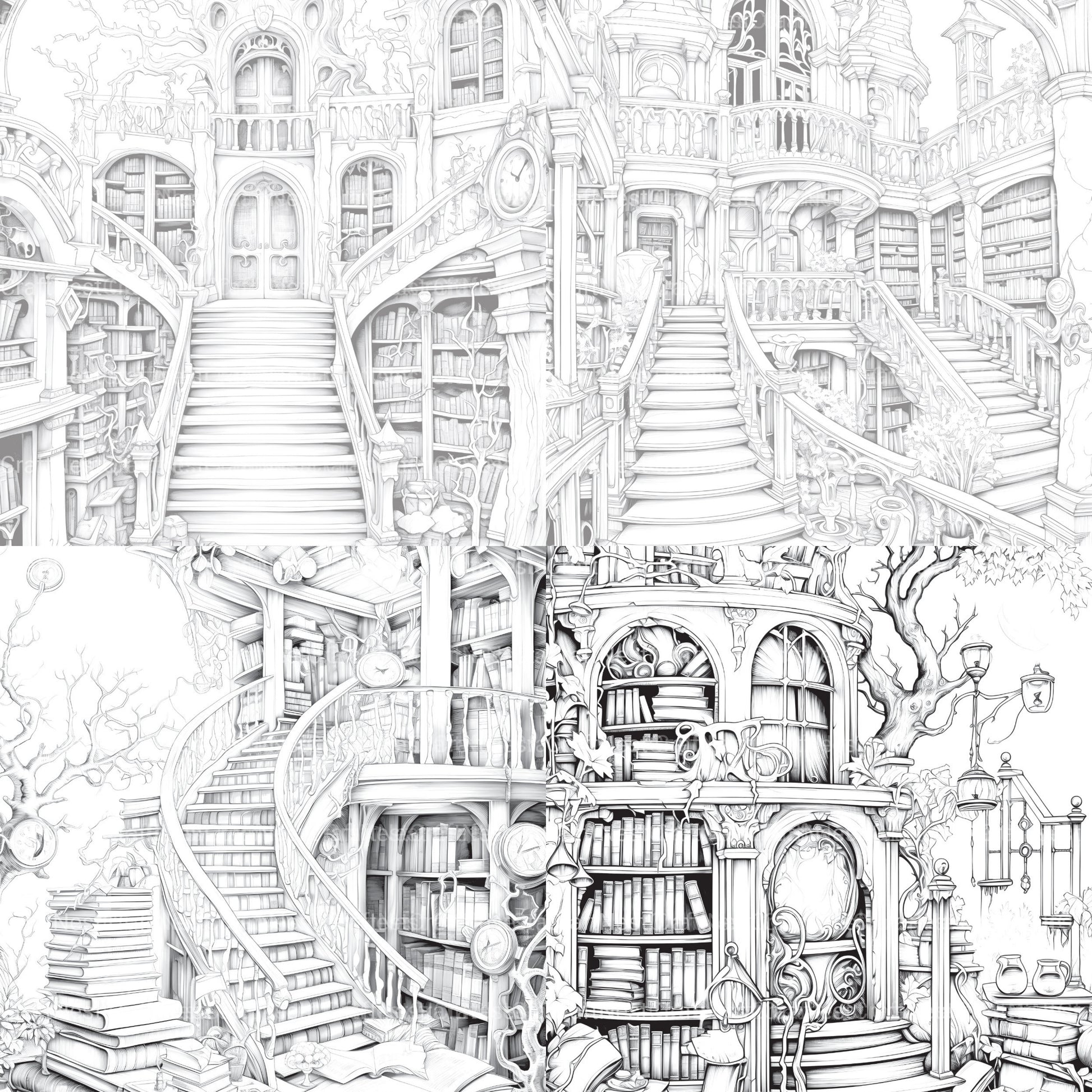 Enchanted Library Coloring Book - CraftNest - Digital Crafting and Art