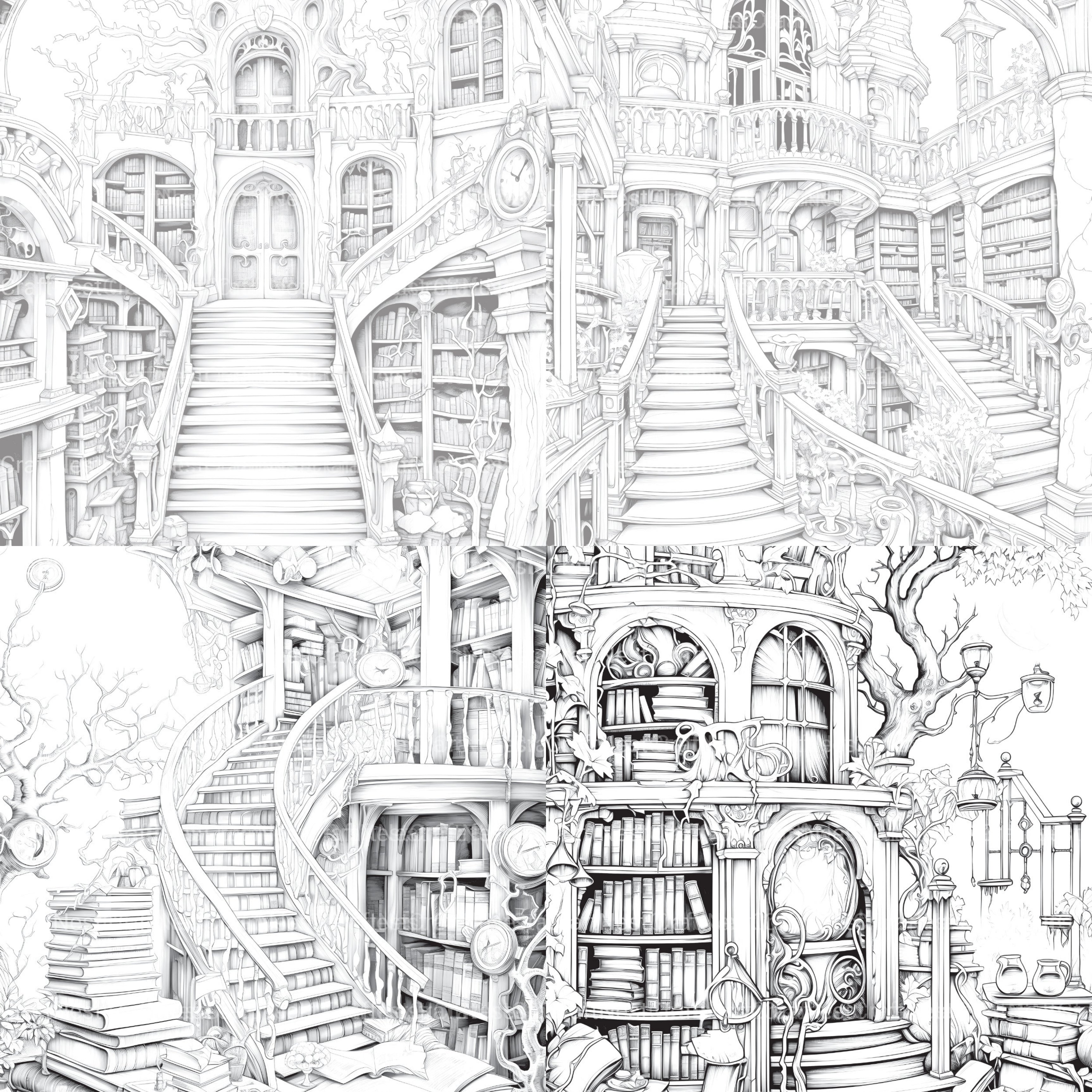 Enchanted Library Coloring Book - CraftNest - Digital Crafting and Art