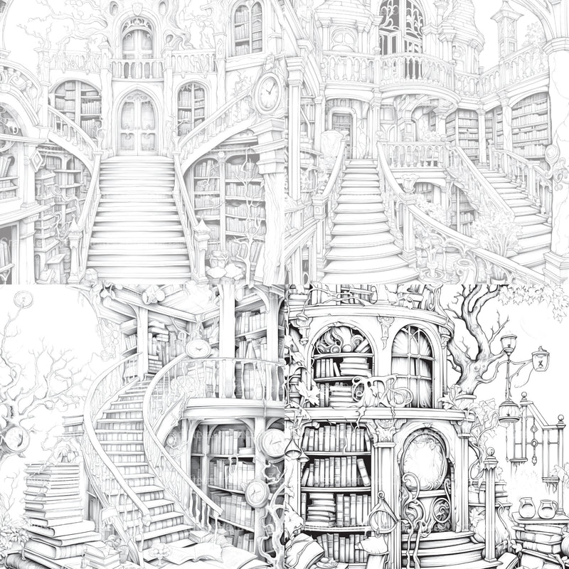 Enchanted Library Coloring Book - CraftNest - Digital Crafting and Art