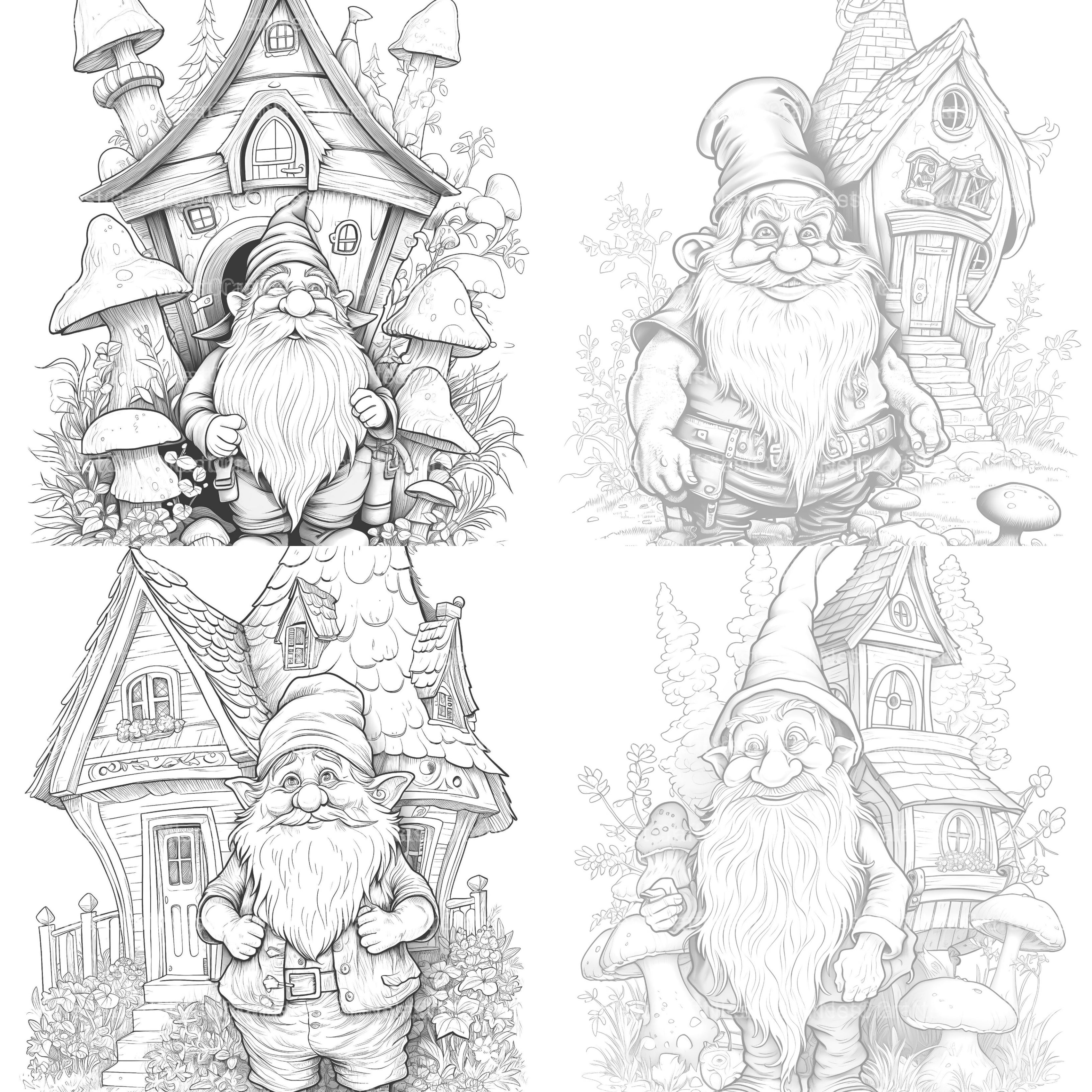 Gnome Coloring Book 2 - CraftNest - Digital Crafting and Art