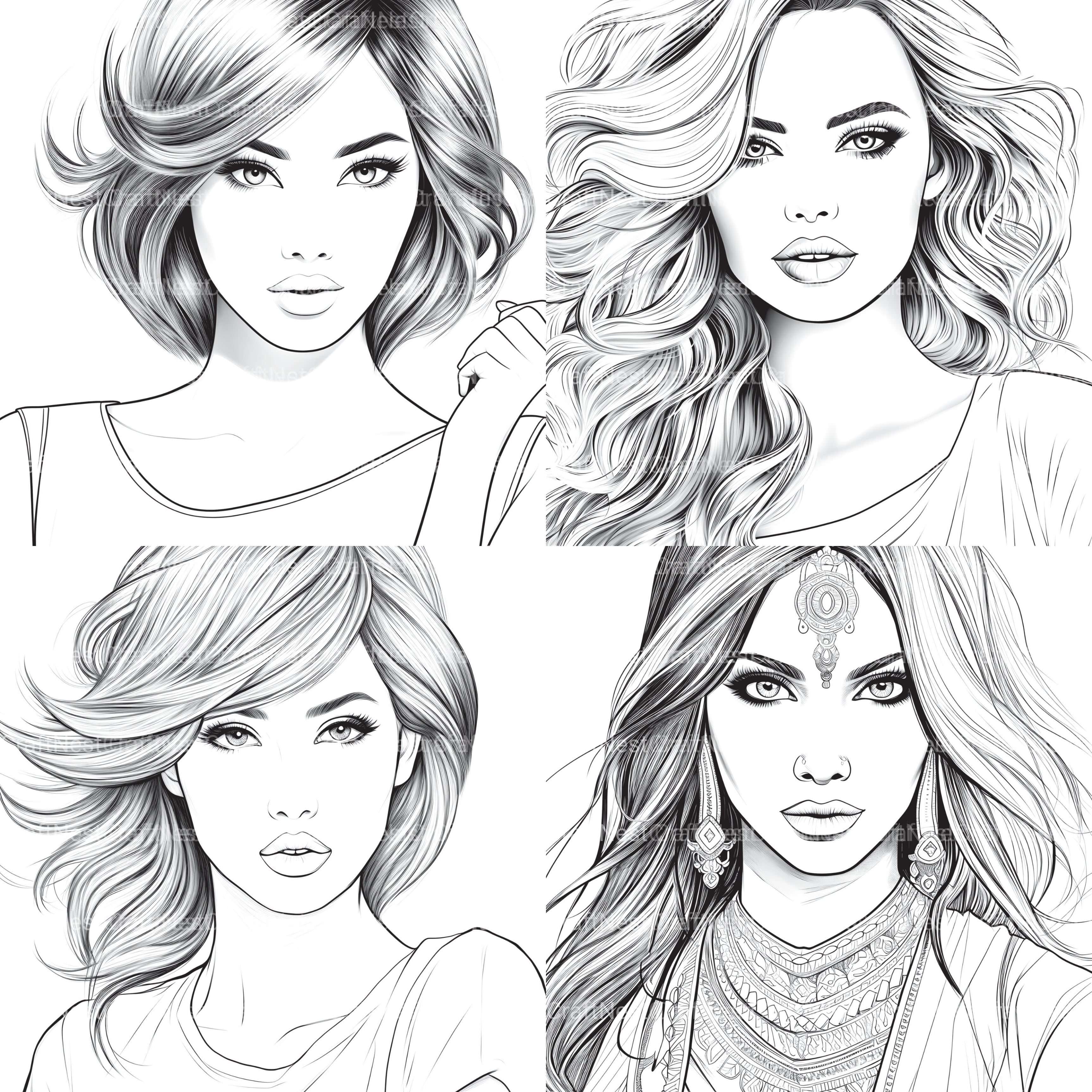 Beautiful Women Coloring Book - CraftNest - Digital Crafting and Art