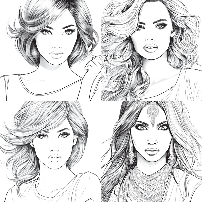 Beautiful Women Coloring Book - CraftNest - Digital Crafting and Art