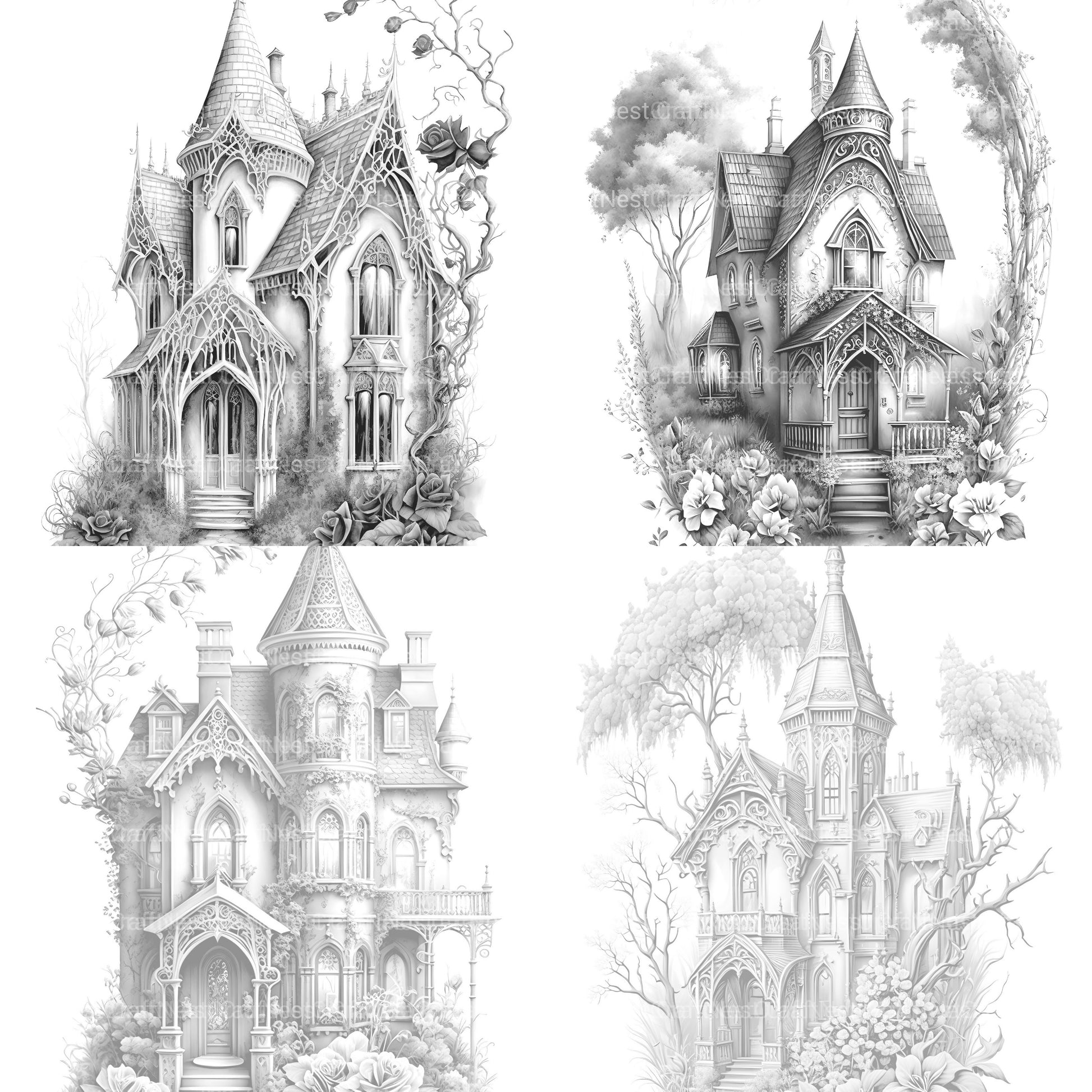 Gothic House Coloring Book - CraftNest - Digital Crafting and Art
