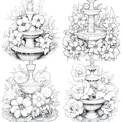 Blooming Fountain Coloring Book - CraftNest - Digital Crafting and Art