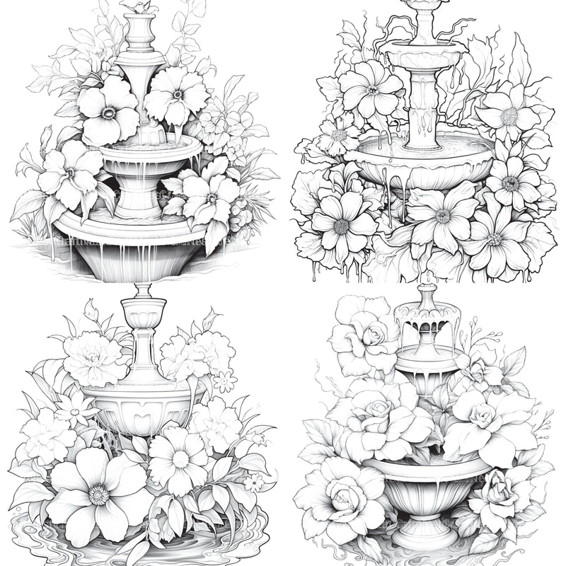 Blooming Fountain Coloring Book - CraftNest - Digital Crafting and Art