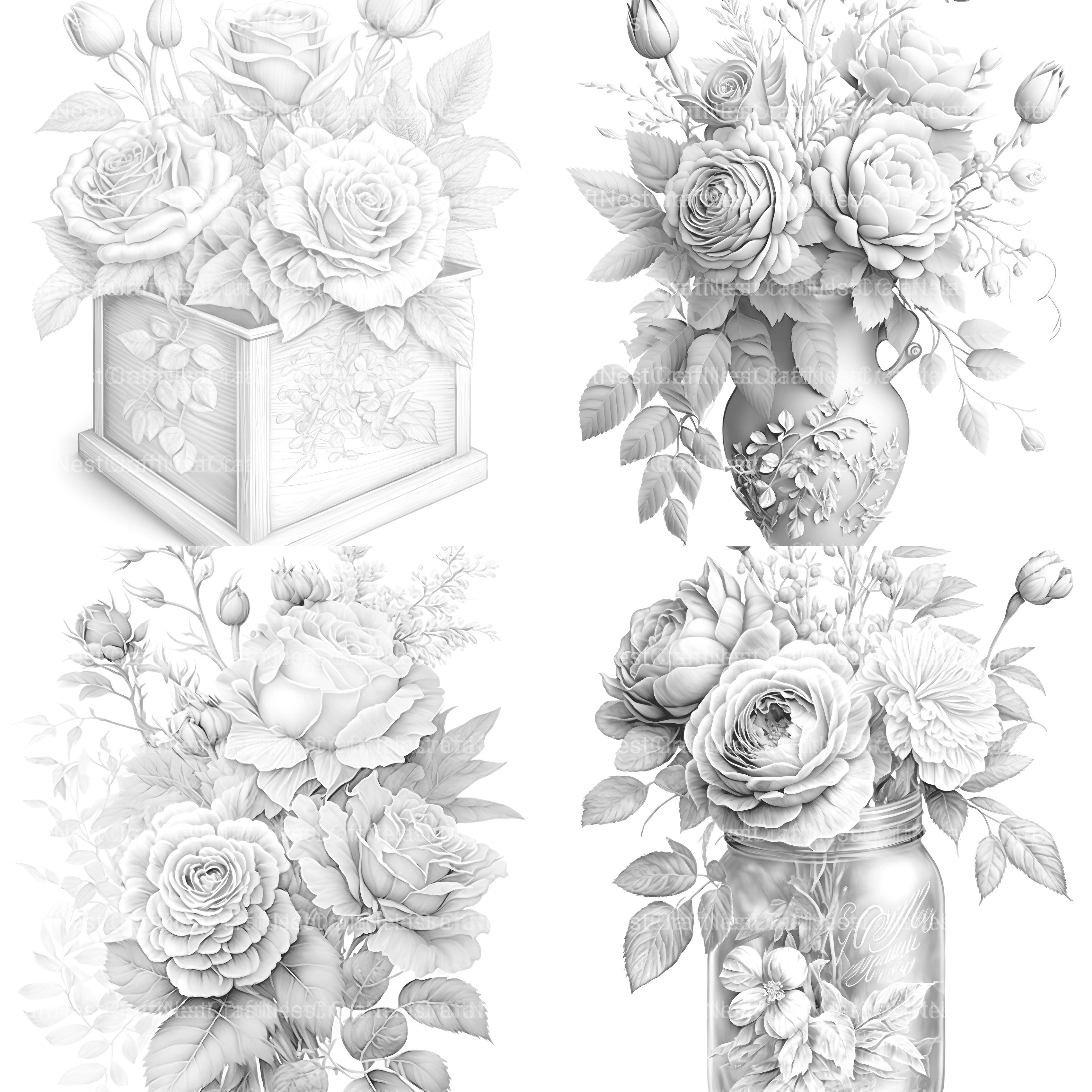 Rose Flower Coloring Book - CraftNest - Digital Crafting and Art