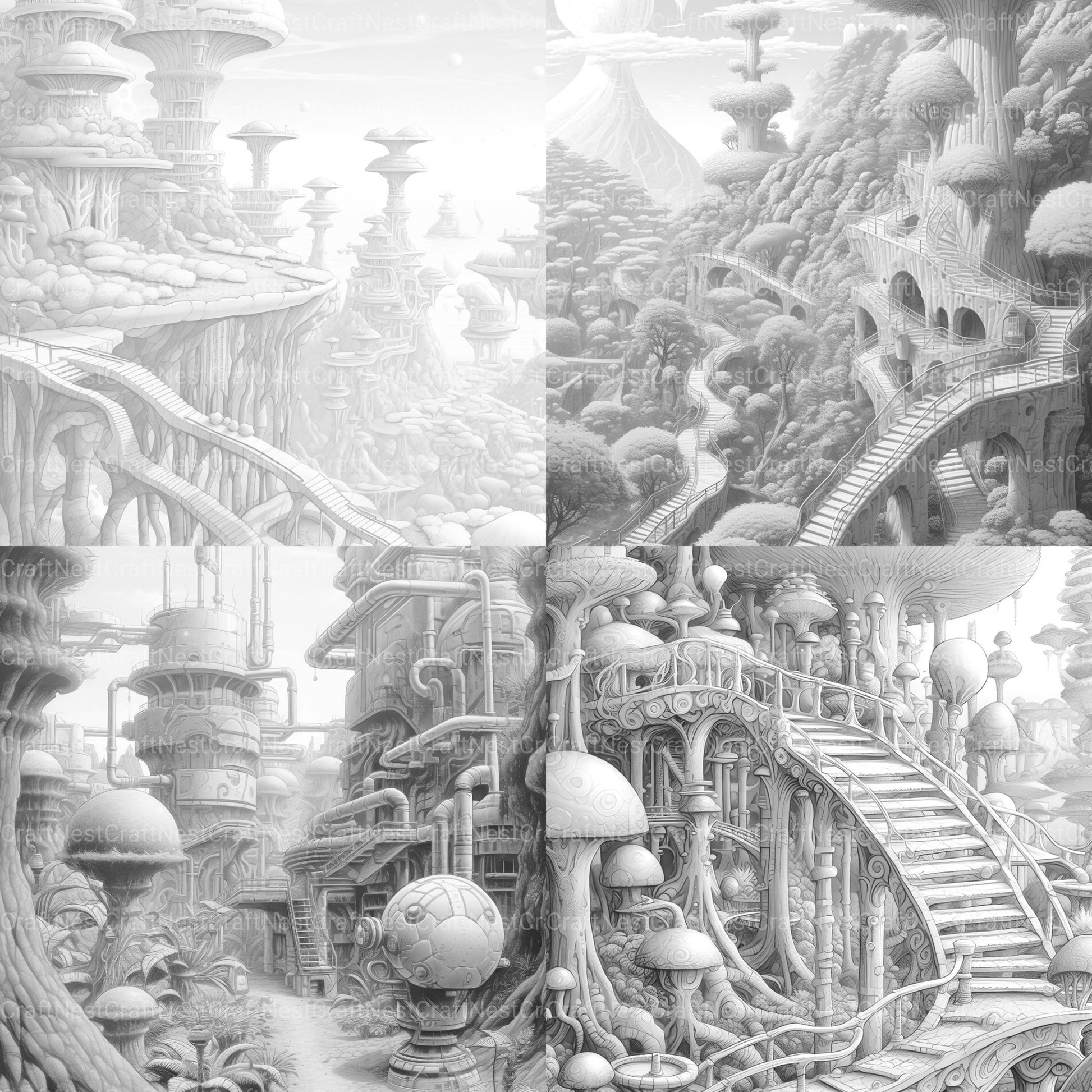 Sci-Fi Landscape Coloring Book - CraftNest - Digital Crafting and Art