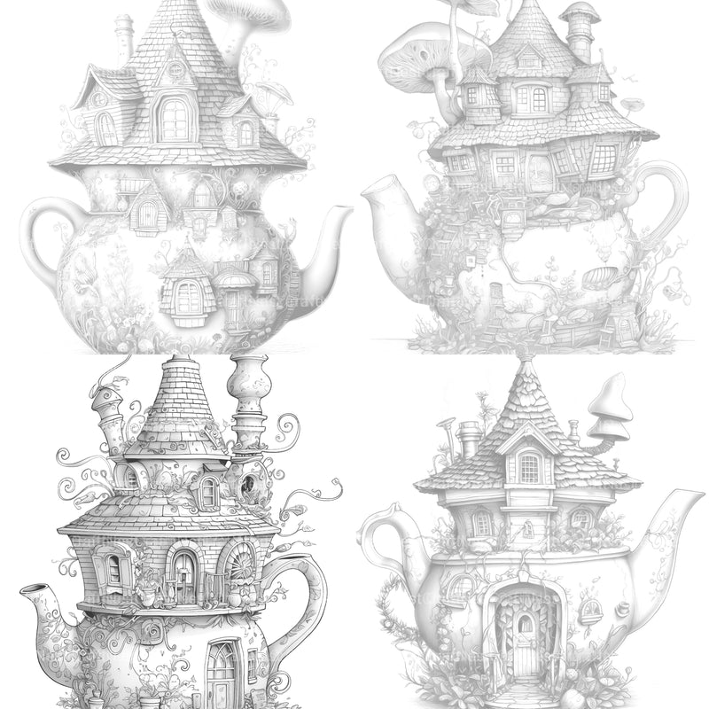 Teapot Fairy House Coloring Book - CraftNest - Digital Crafting and Art