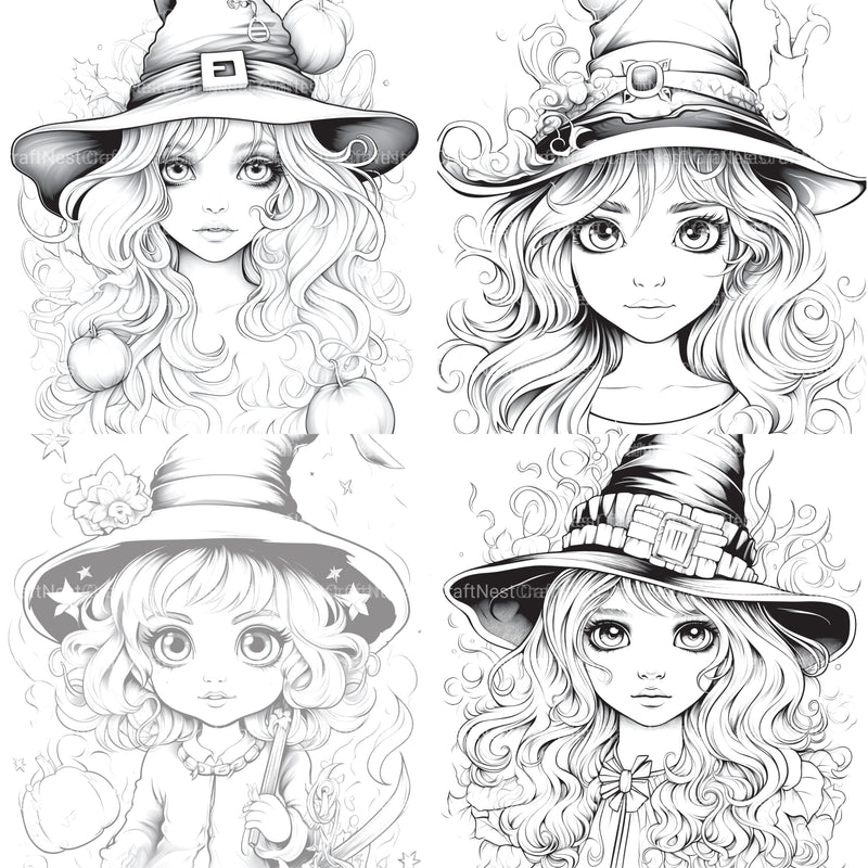 Cute Witch Coloring Book - CraftNest - Digital Crafting and Art