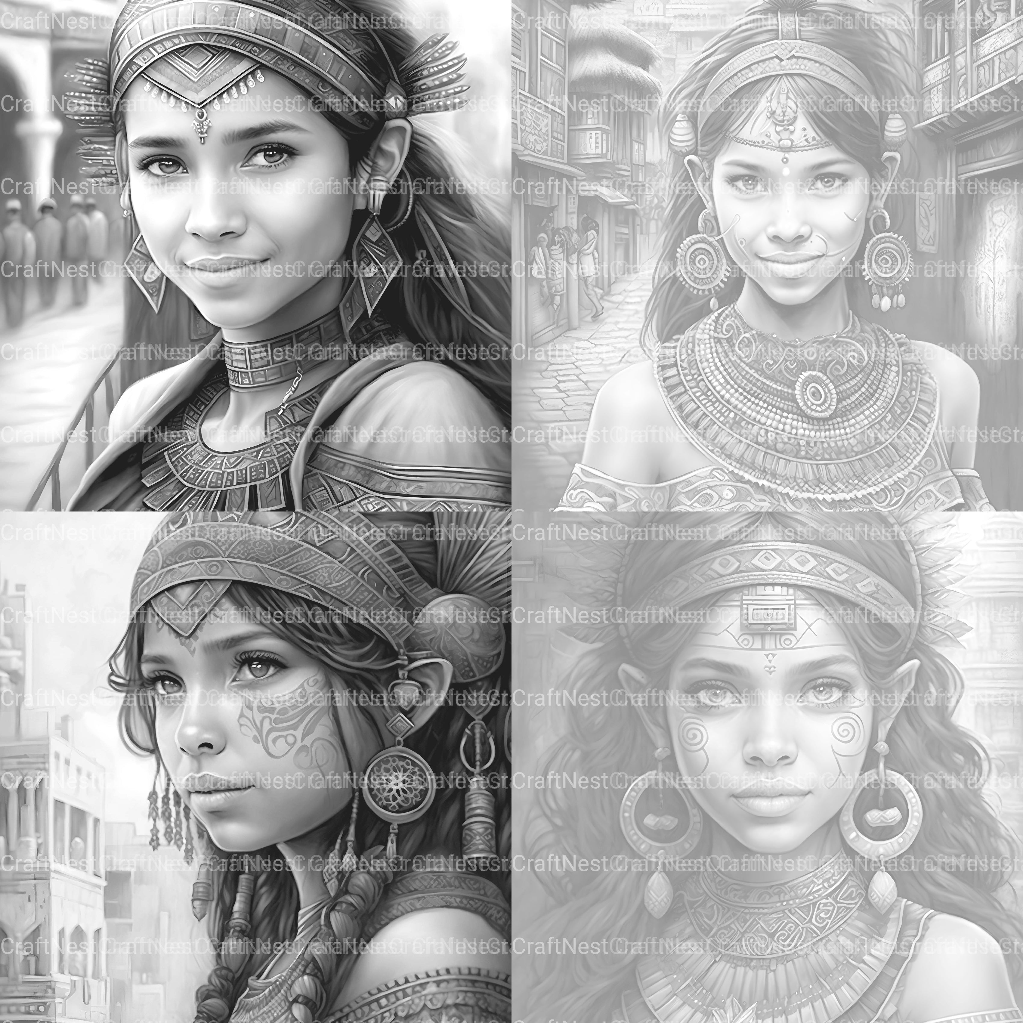 Aztec Woman Coloring Book - CraftNest - Digital Crafting and Art